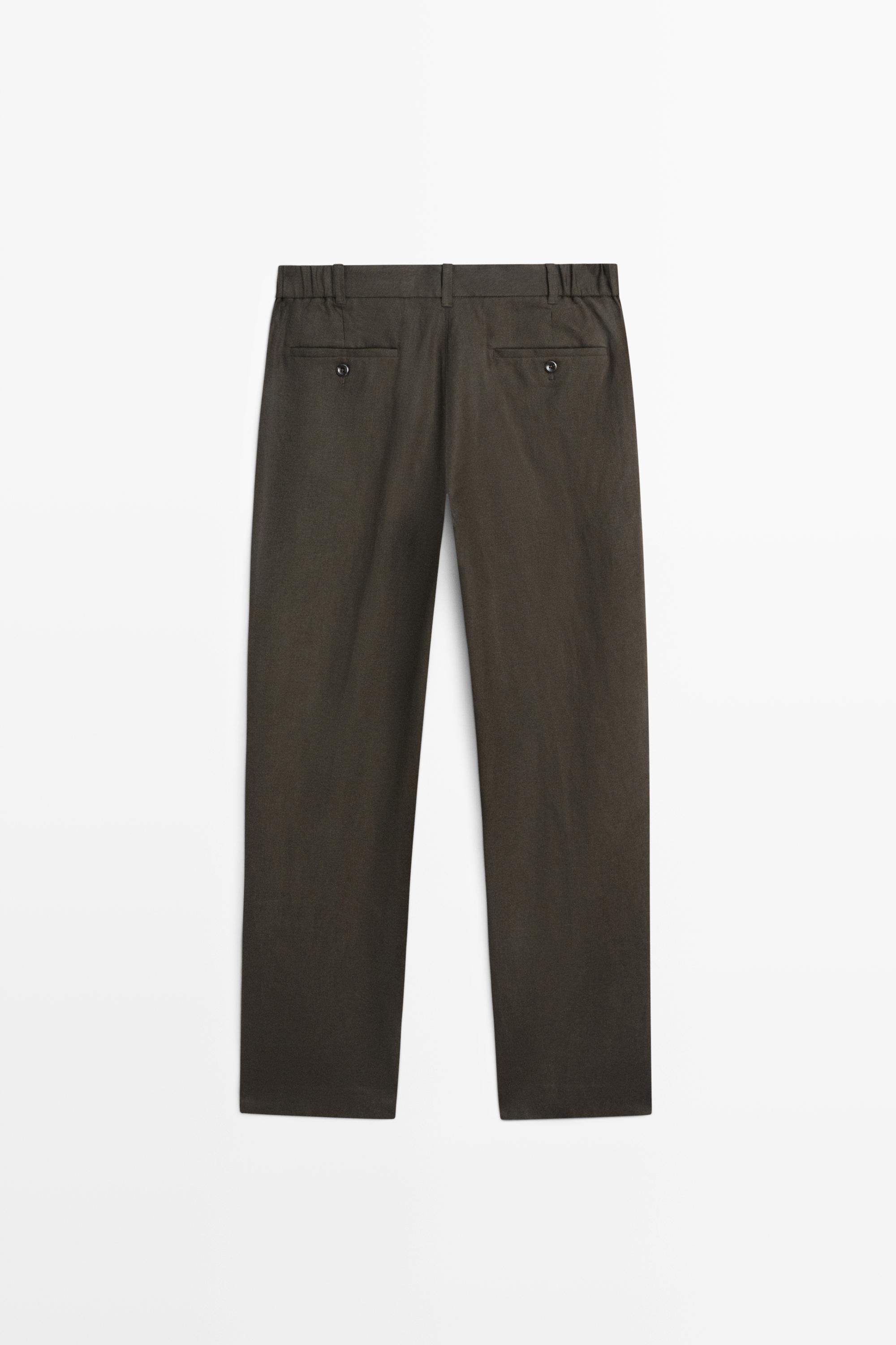 Tapered fit linen pants — GREEN