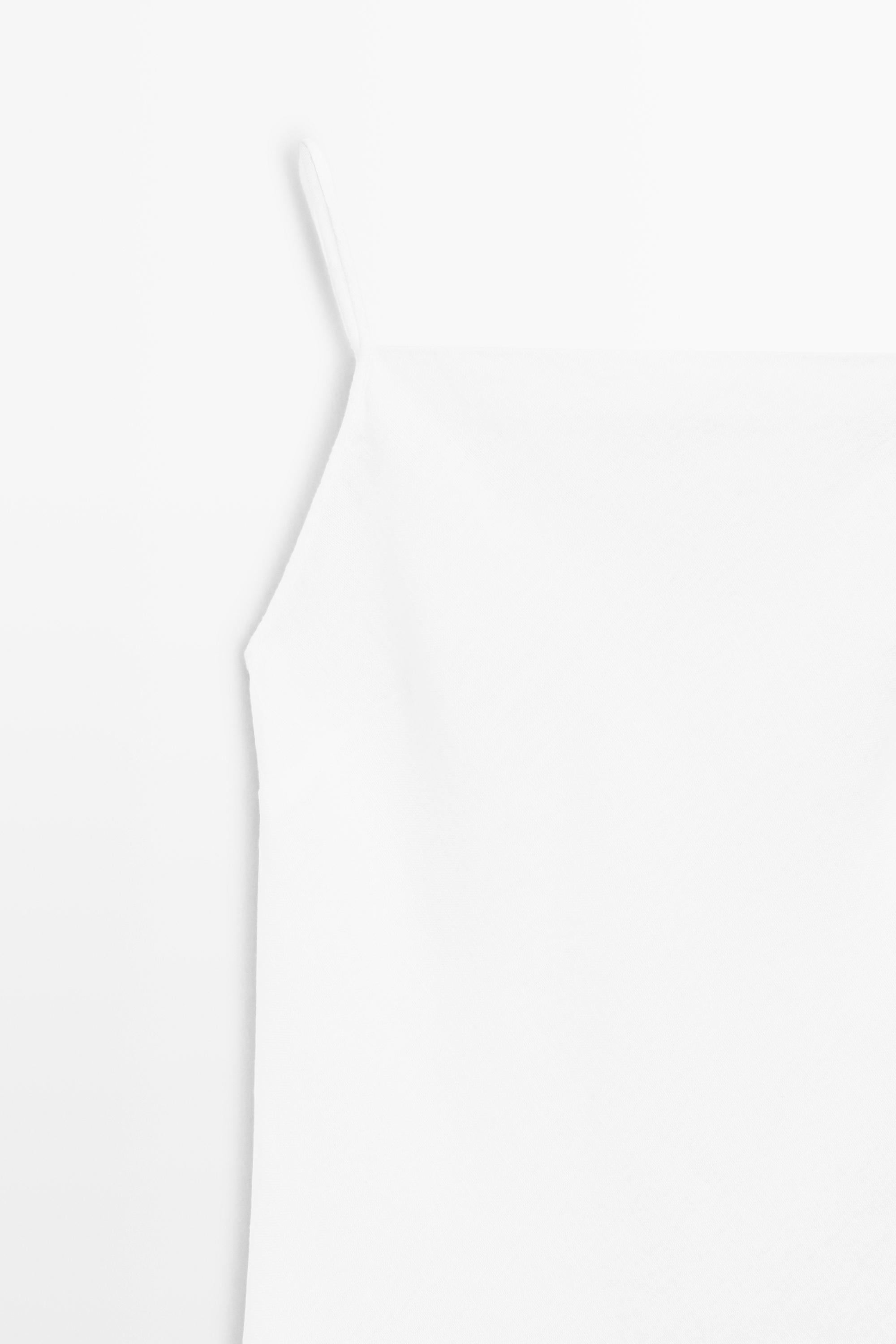 100% linen midi dress with straight neckline — WHITE