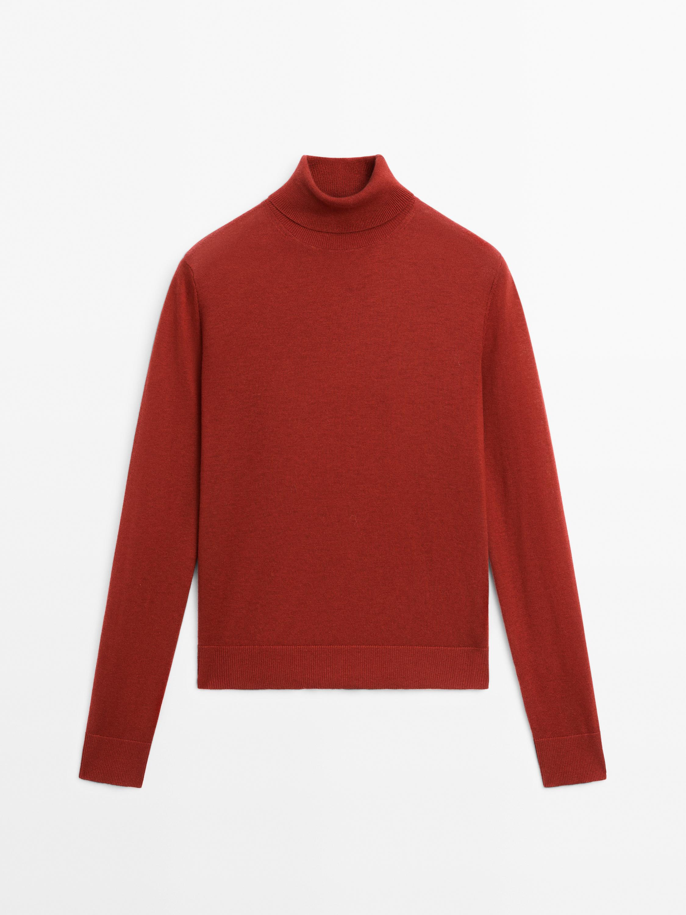 High neck wool blend sweater