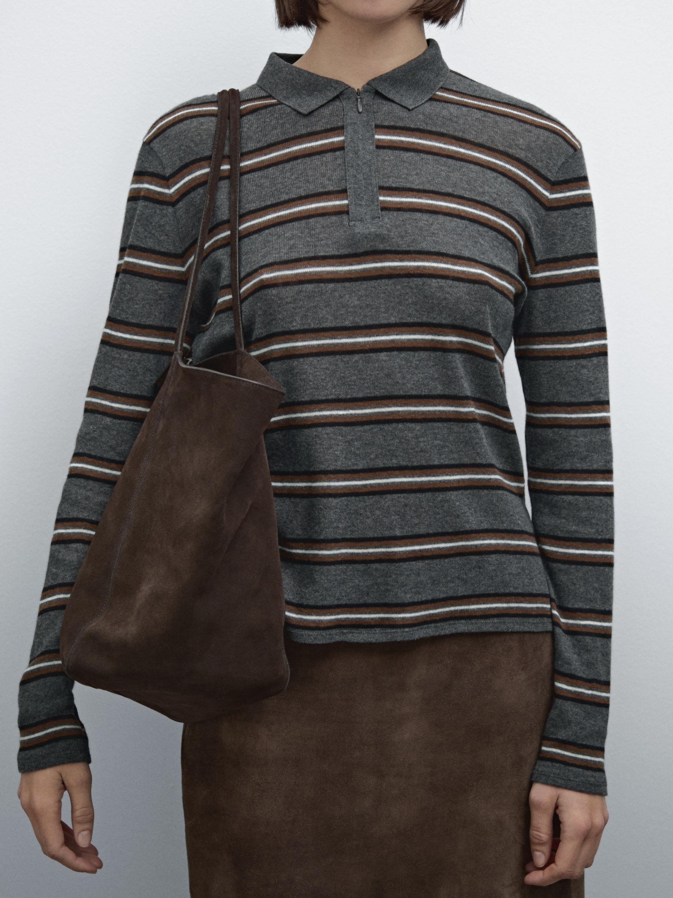 Split suede maxi shopper bag