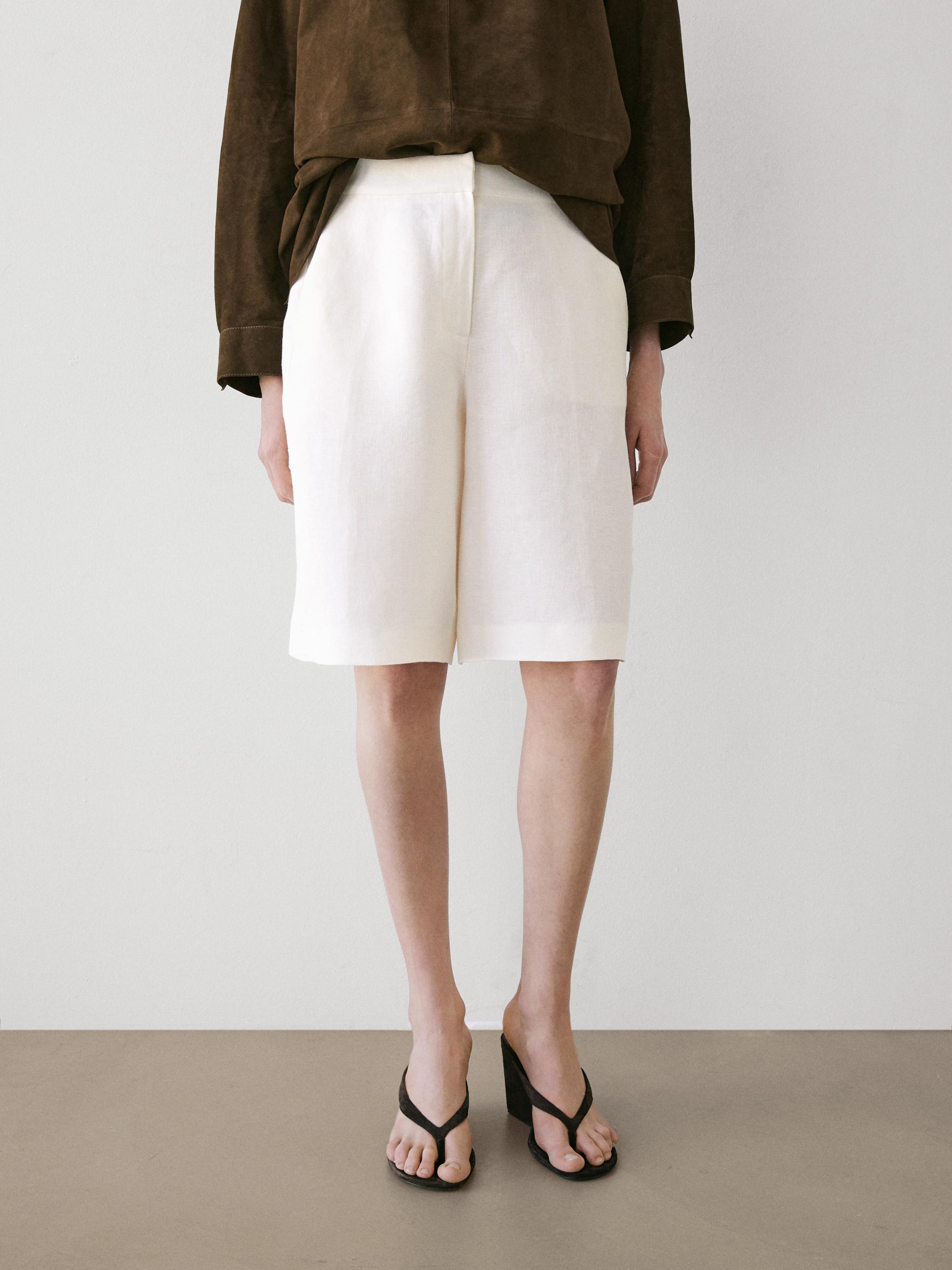 Long linen Bermuda shorts