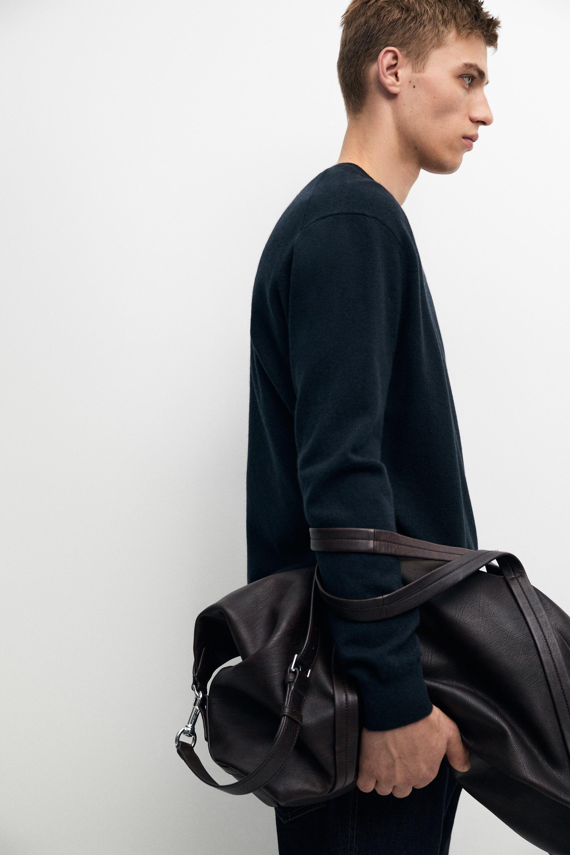 100% cashmere ribbed knit sweater — NAVY BLUE