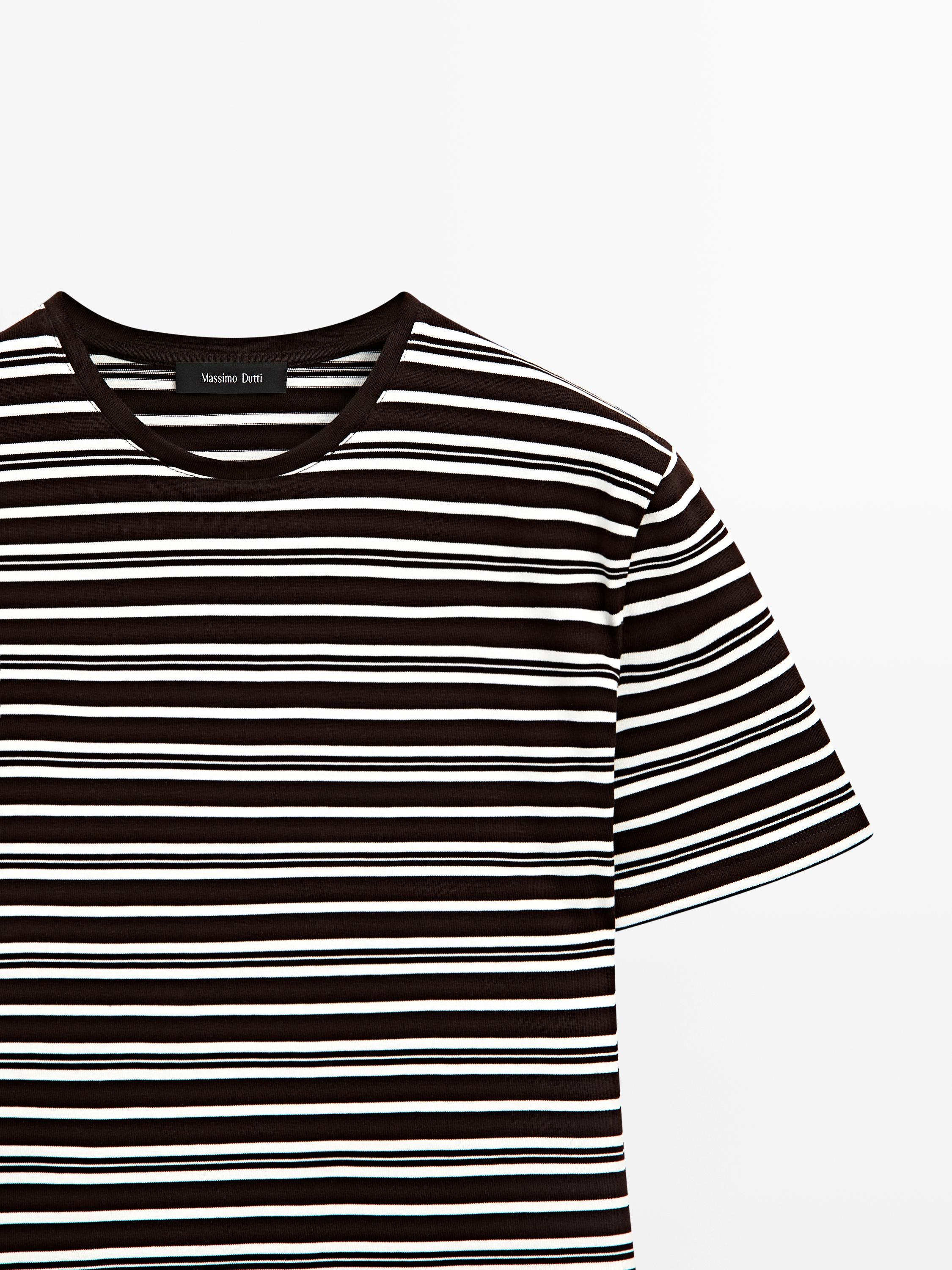 Striped short sleeve T-shirt — BROWN