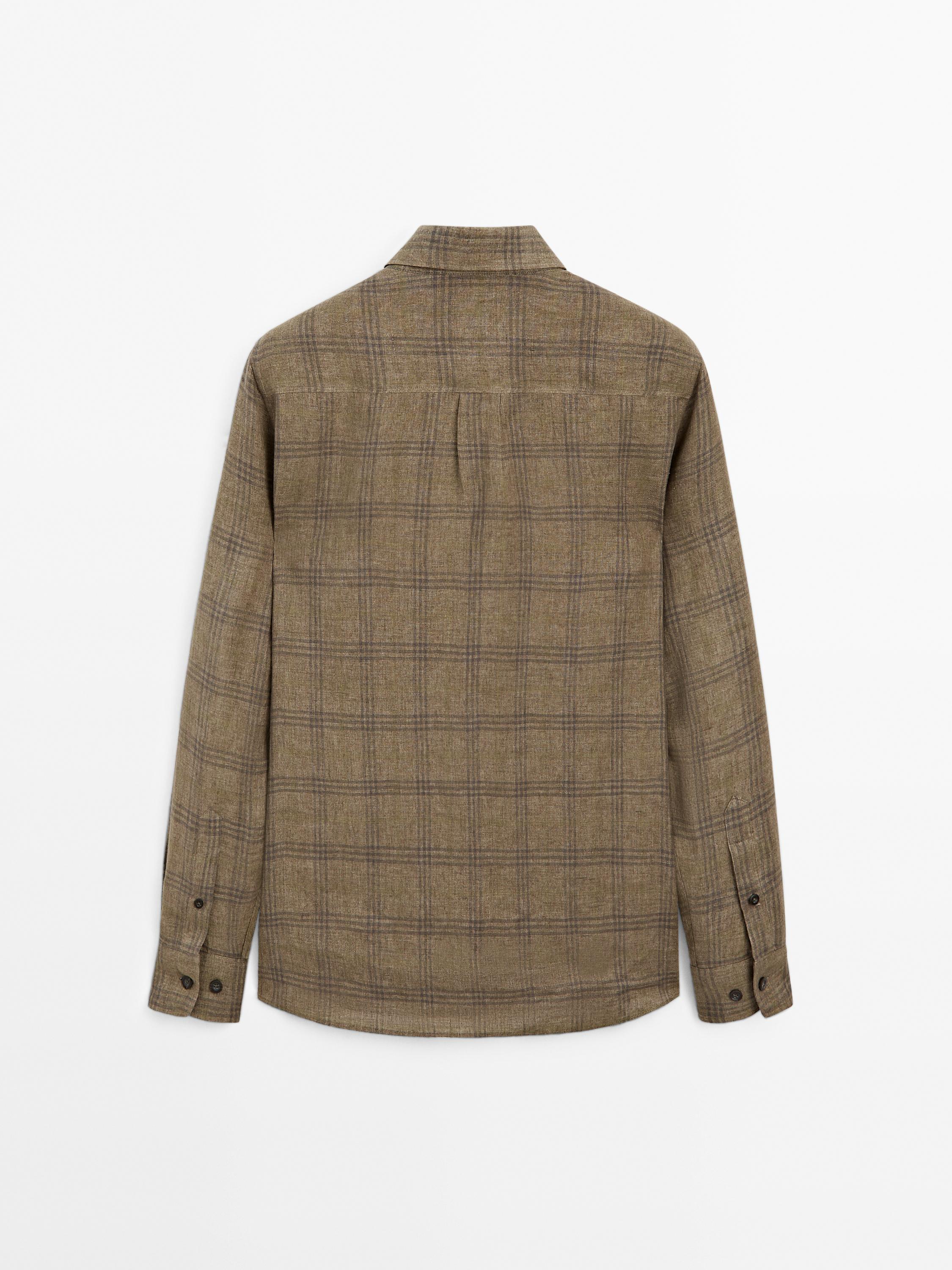 Regular fit linen check shirt