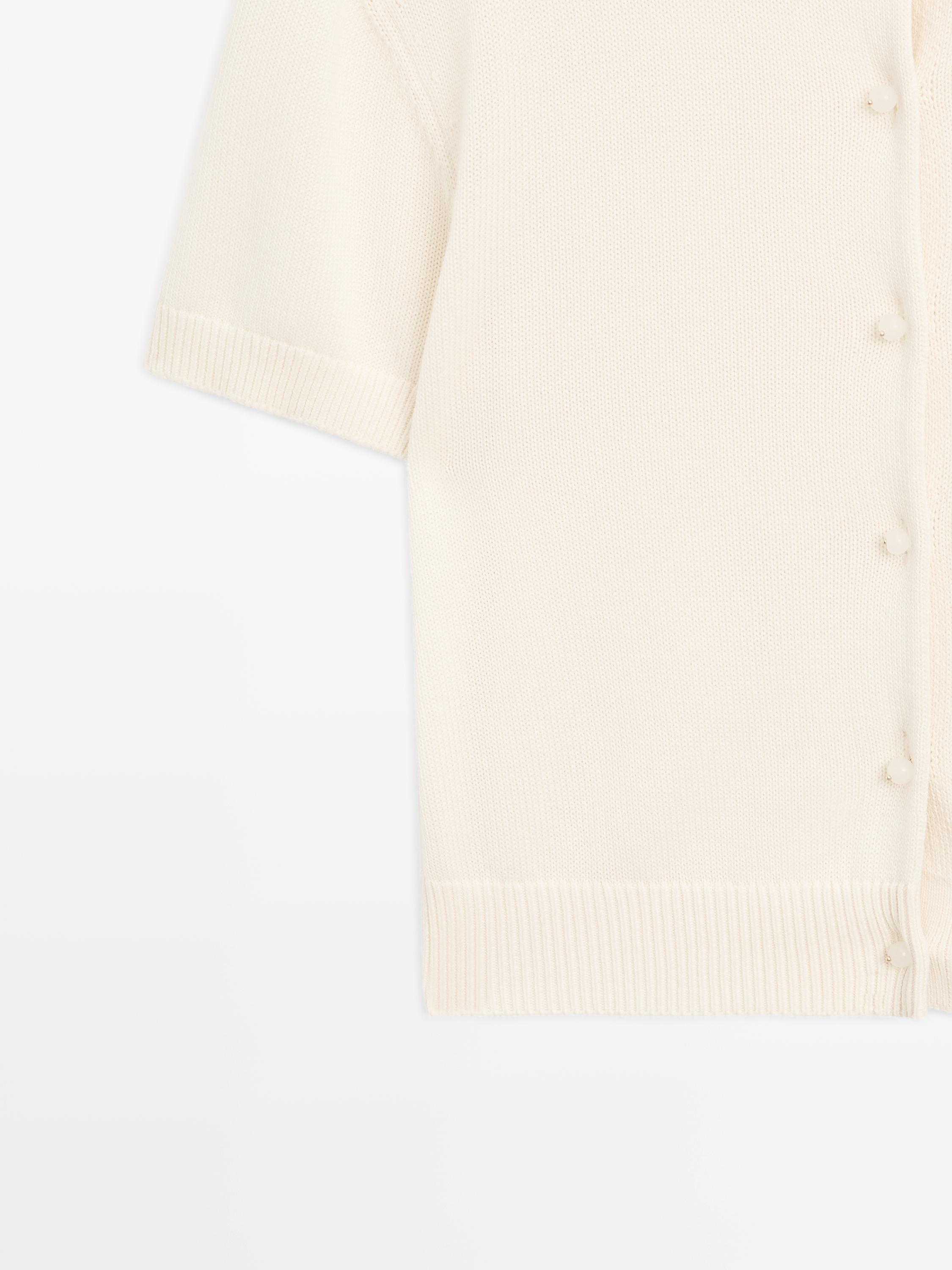 Cotton short sleeve knit cardigan