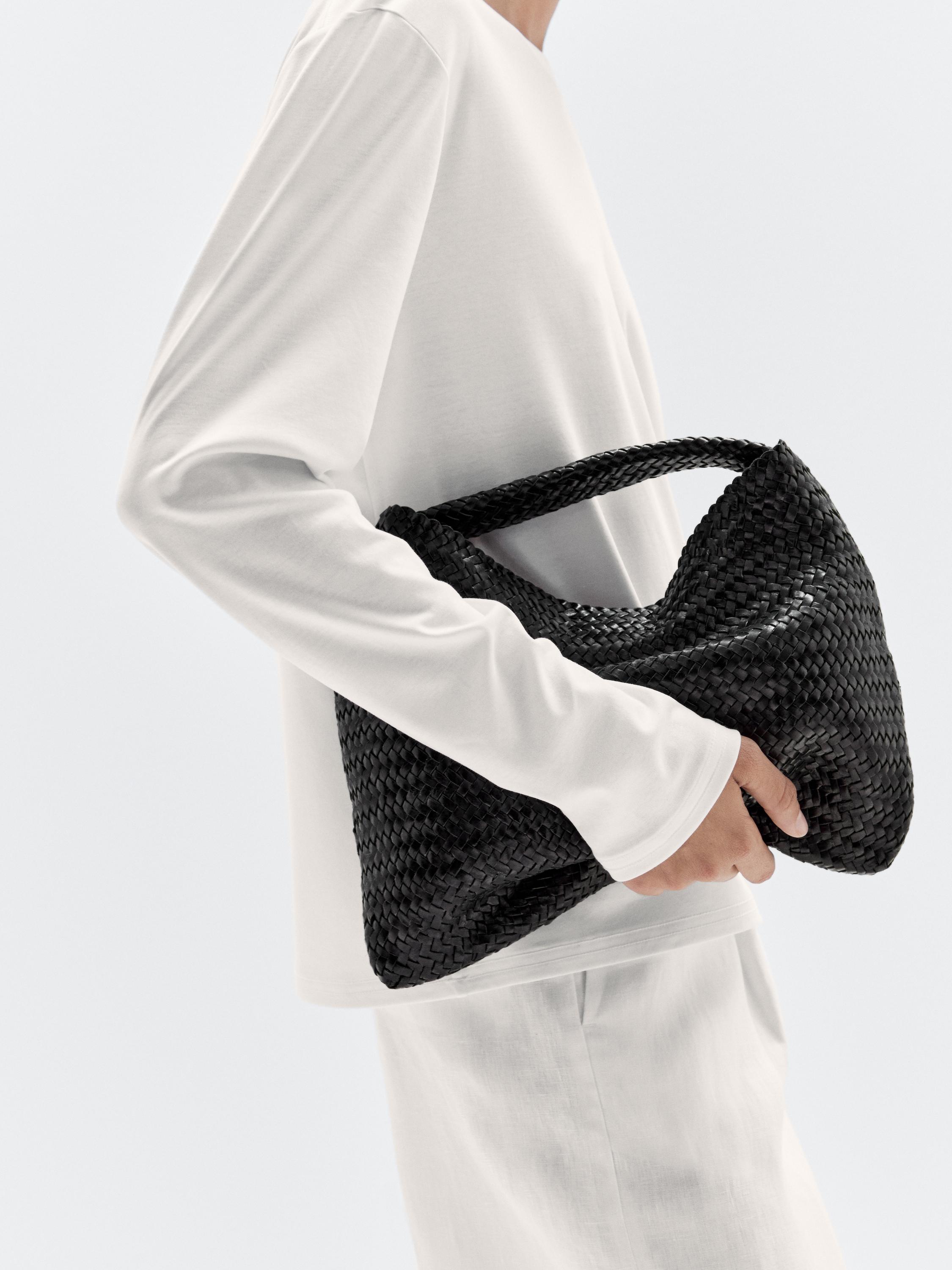 Braided nappa leather shopper bag