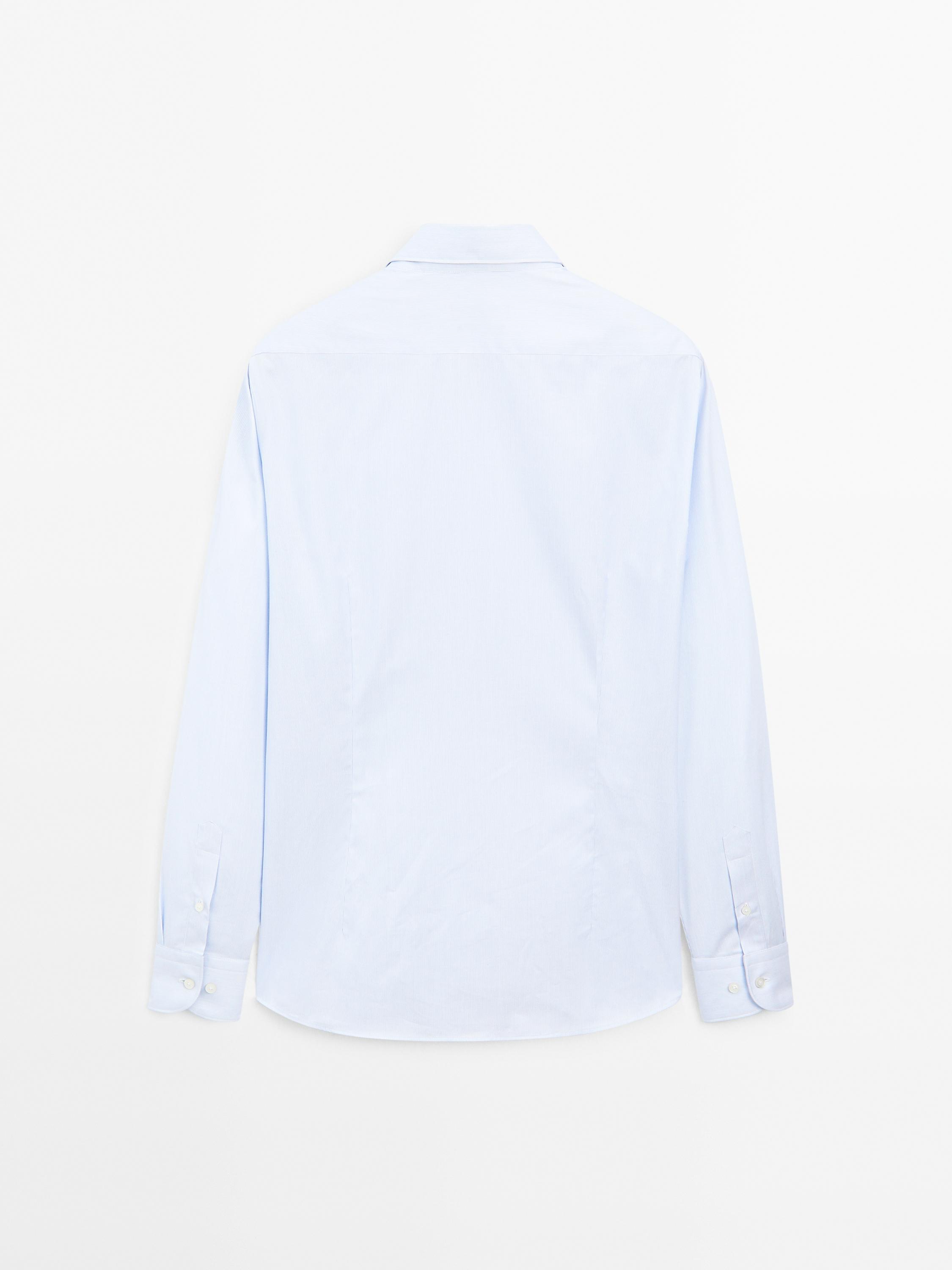 Slim fit striped cotton shirt