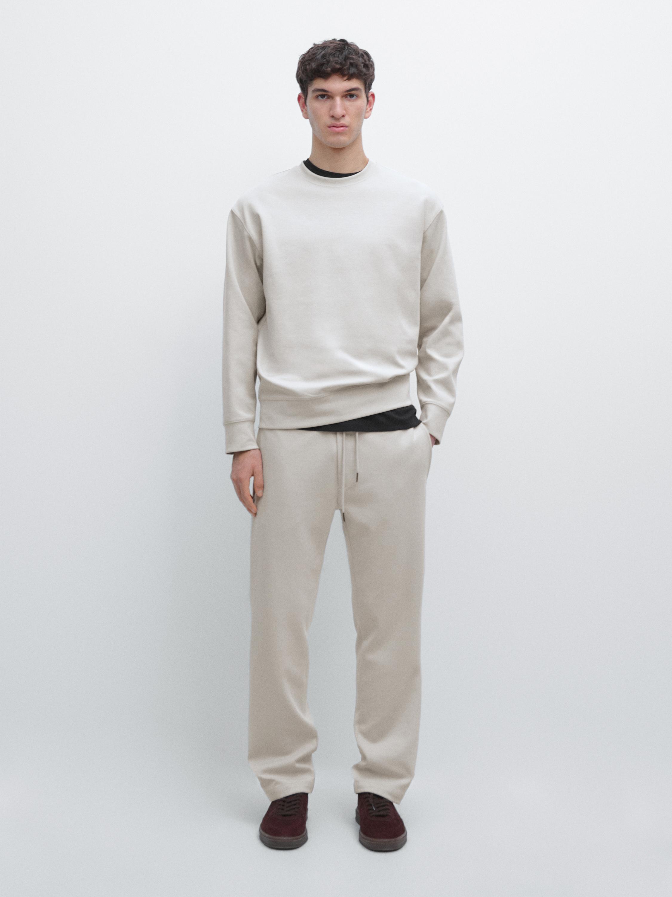 Cotton blend sweatshirt — PEARL GREY