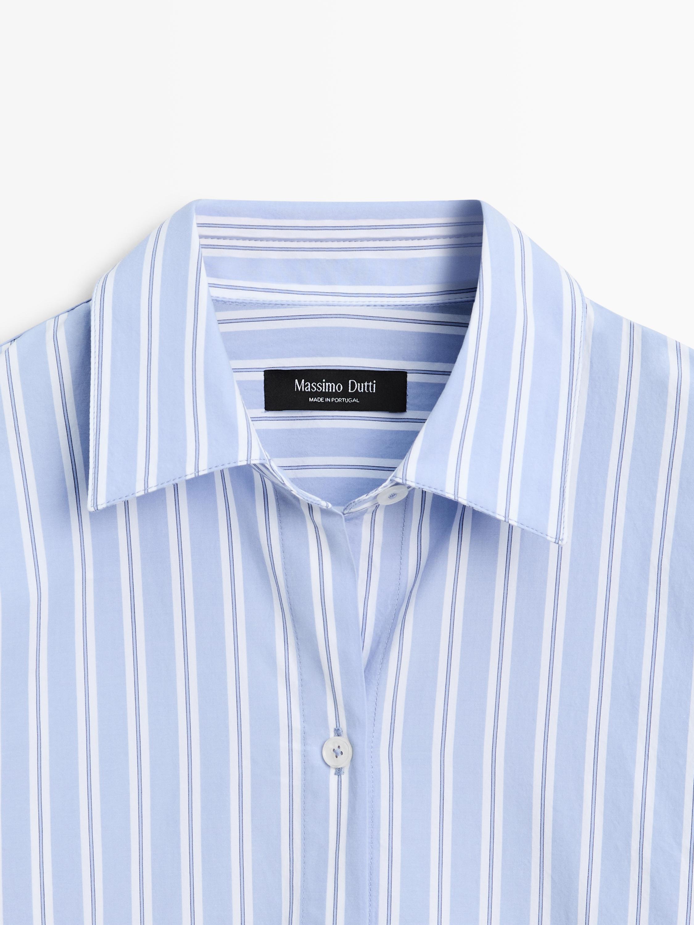 100% cotton striped shirt — BLUE