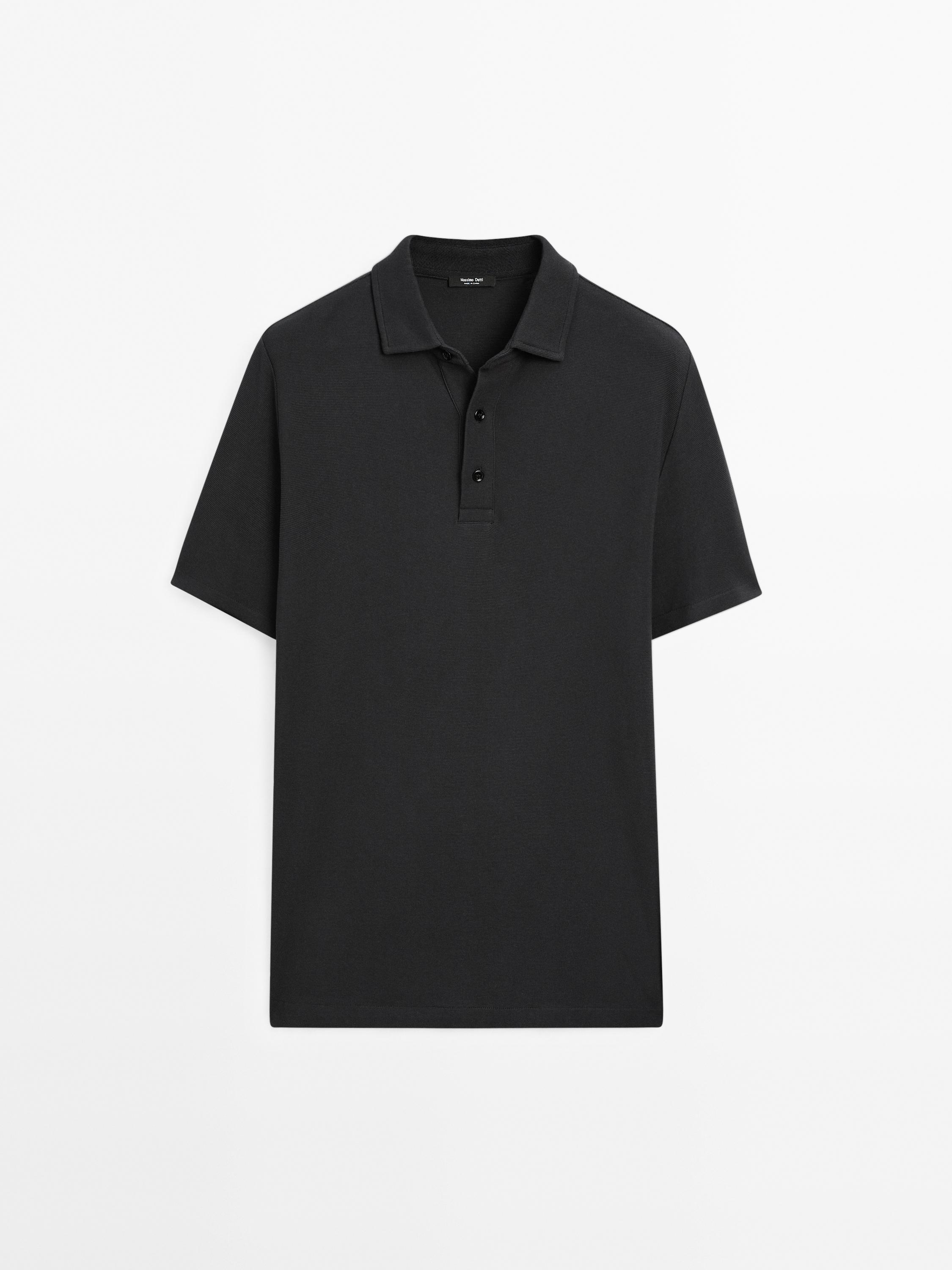 Textured short sleeve polo shirt