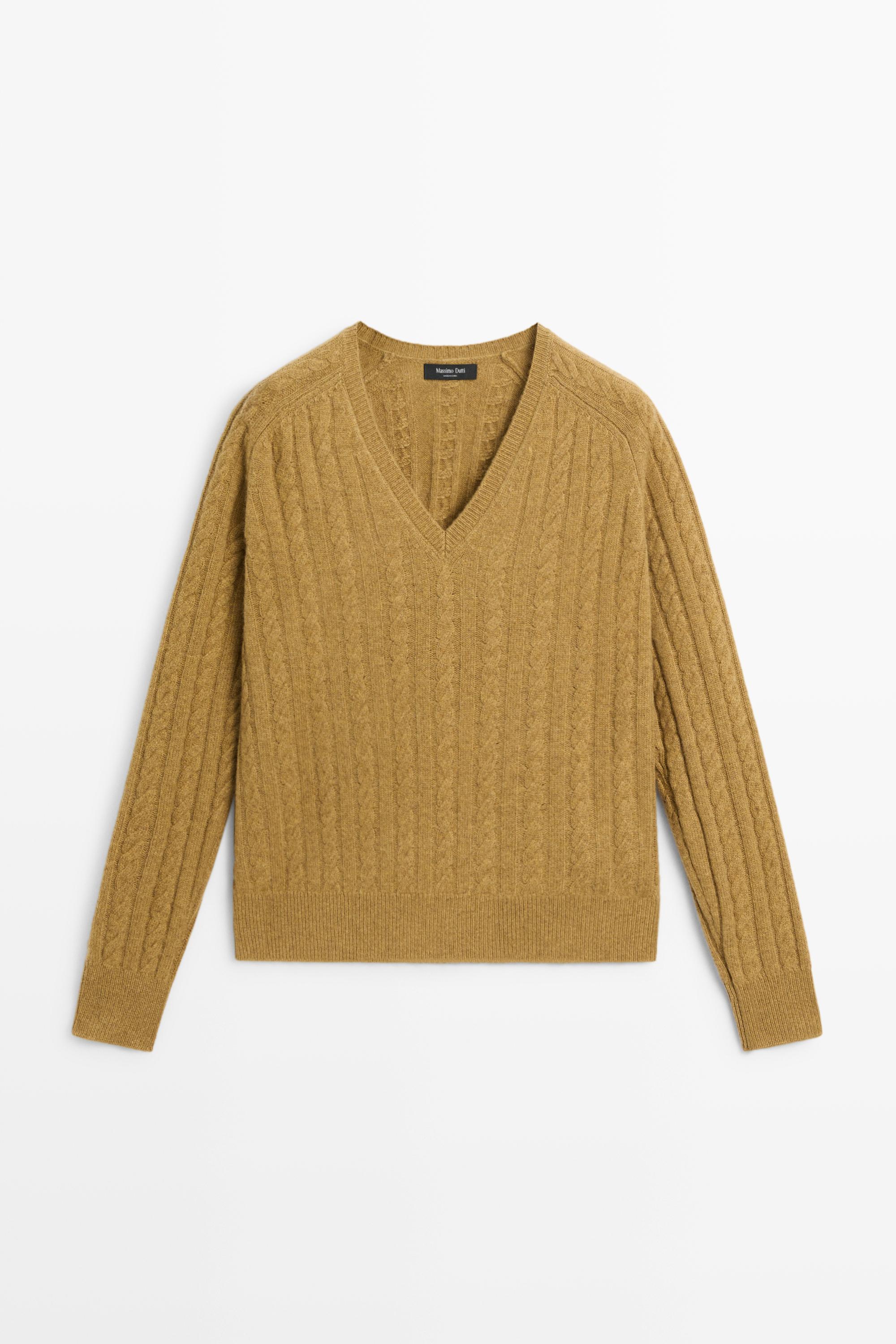 Wool blend cable-knit sweater