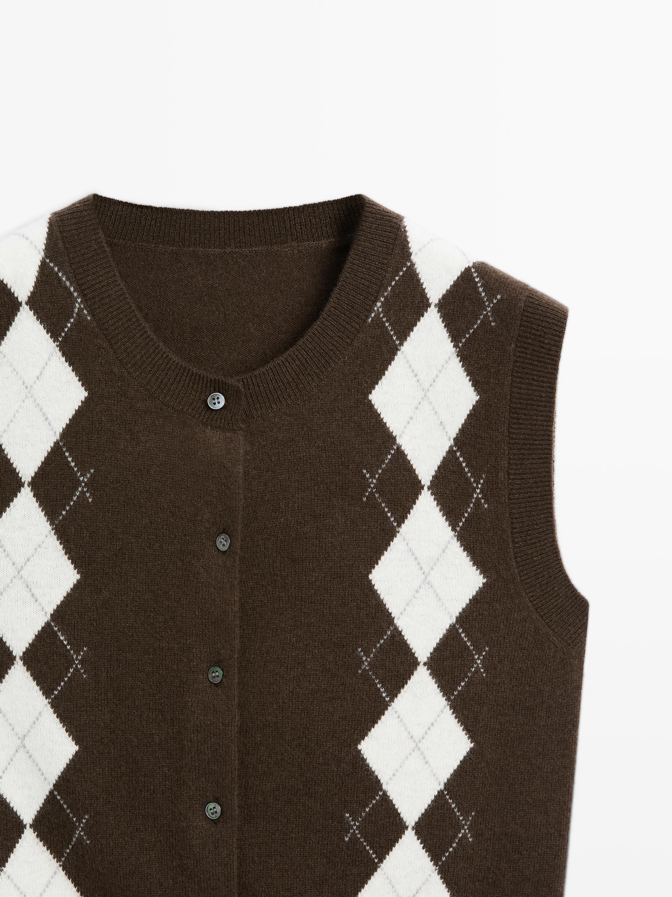 Strikket cardigan-vest med diamantdetalje