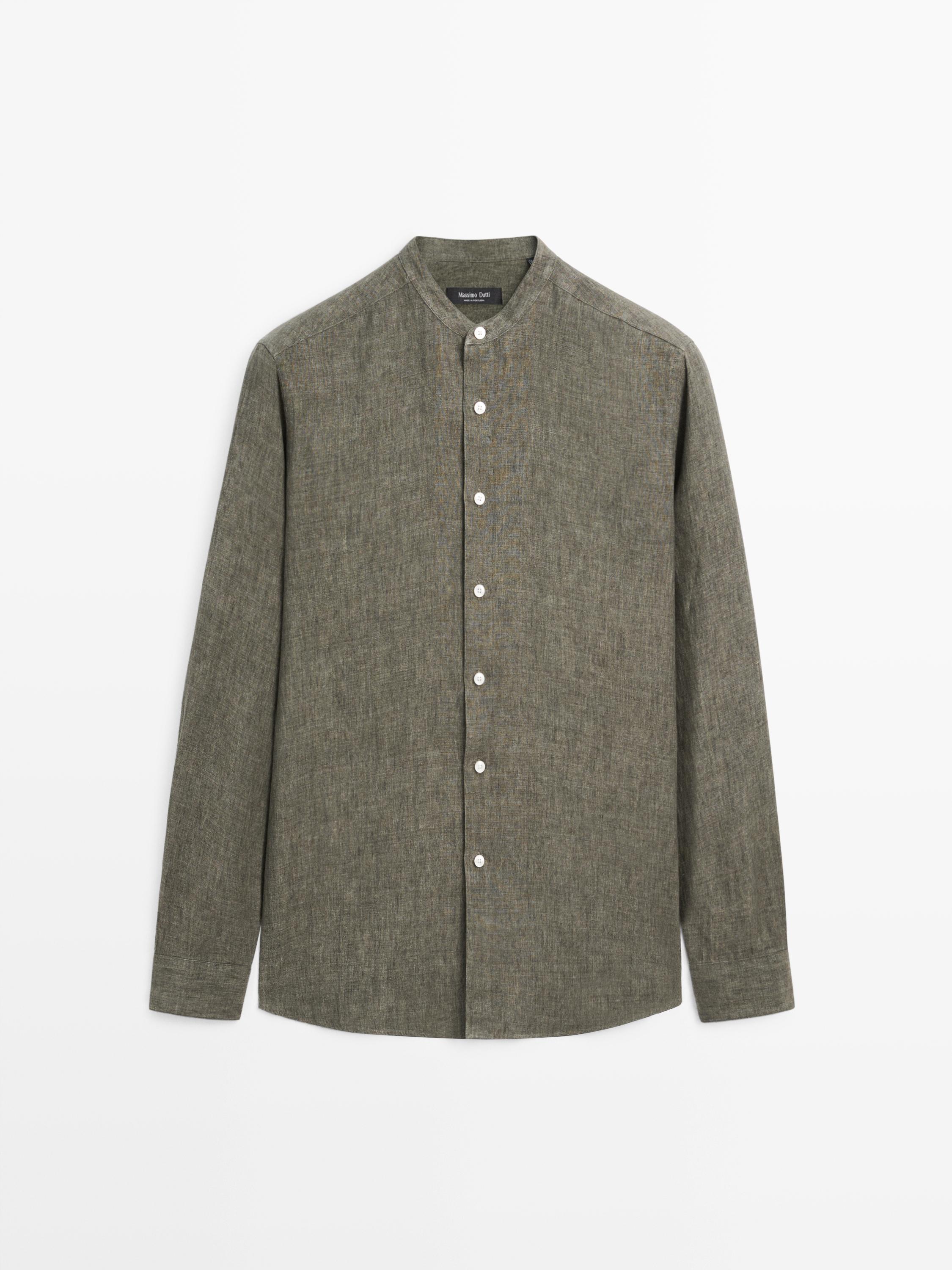 Kemeja kerah tegak linen 100%