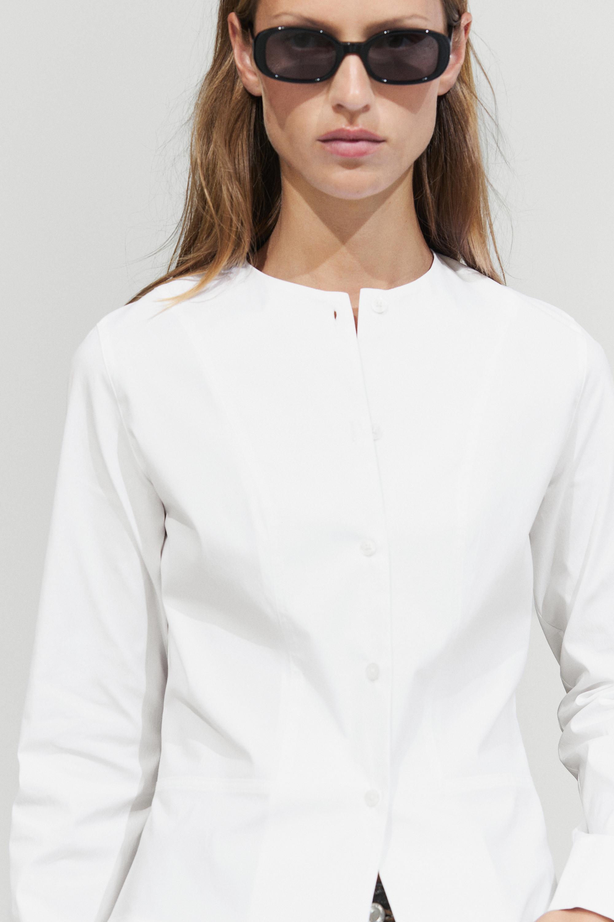 Poplin shirt with collar detail — WHITE