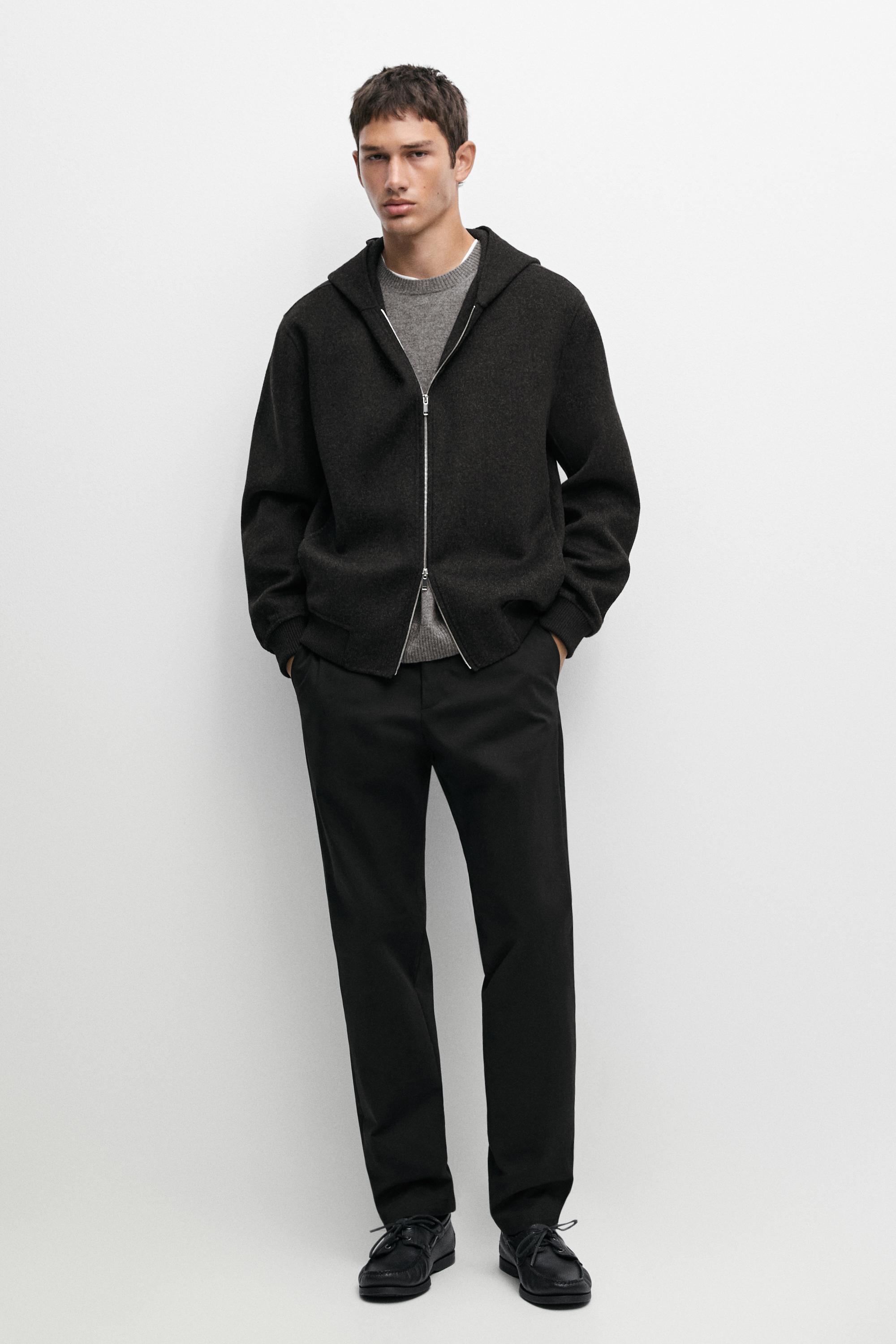 Cotton blend slim fit pants