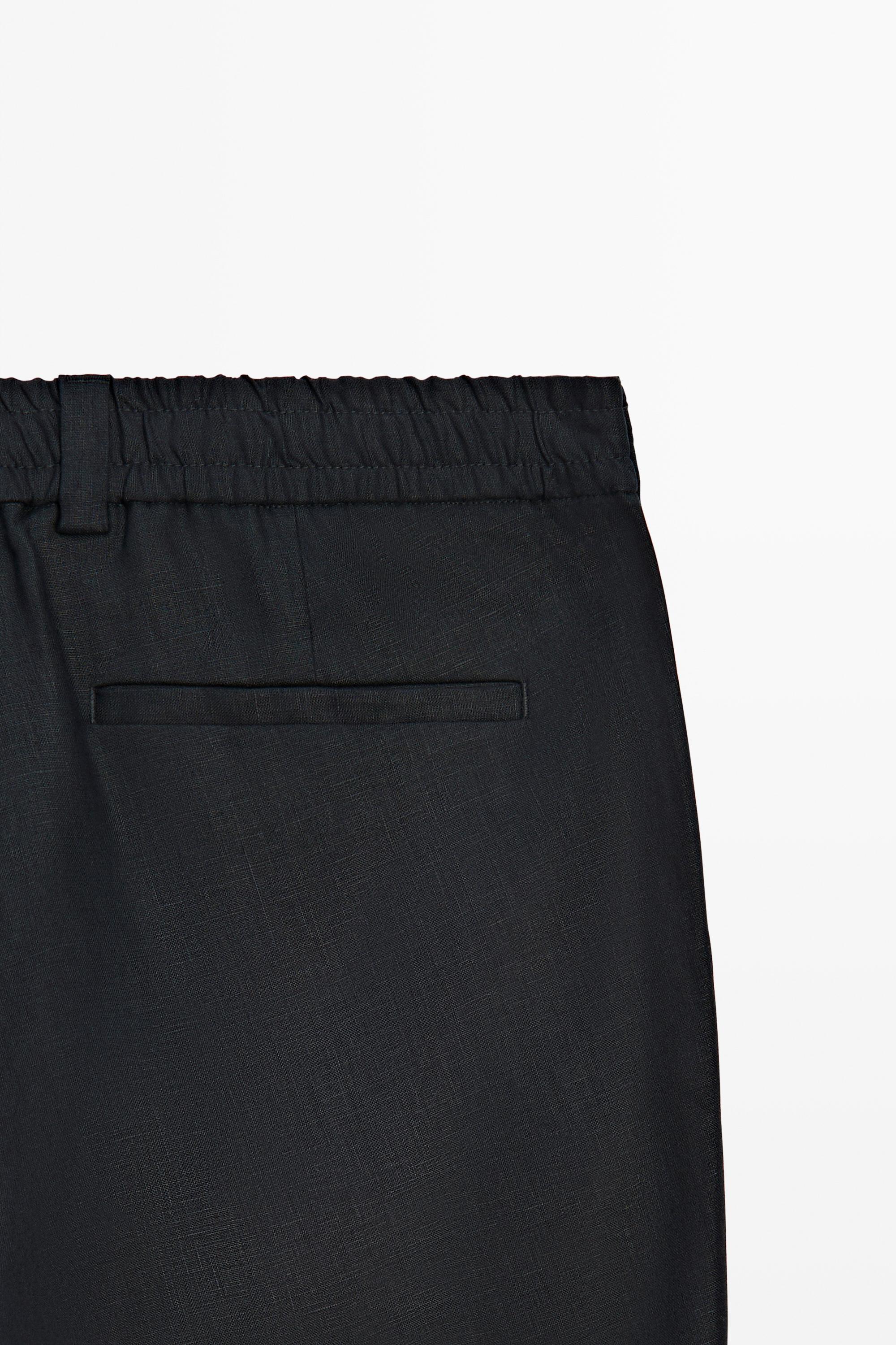 100% linen trousers with elasticated waist — DEEP BLUE