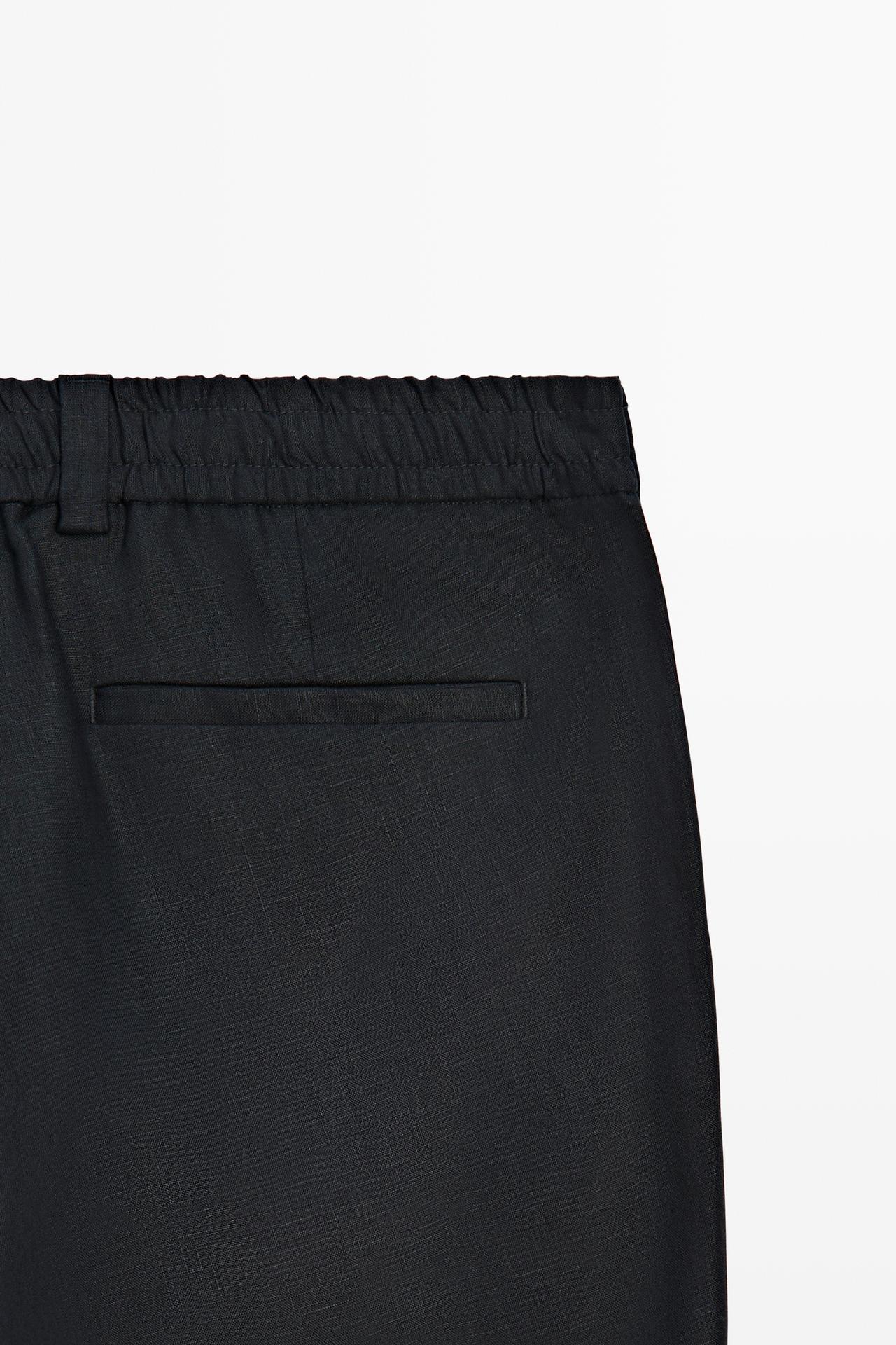100% linen trousers with elasticated waist — DEEP BLUE