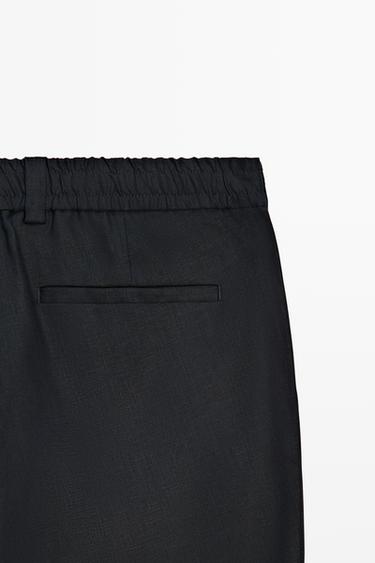 100% linen trousers with elasticated waist — DEEP BLUE 9