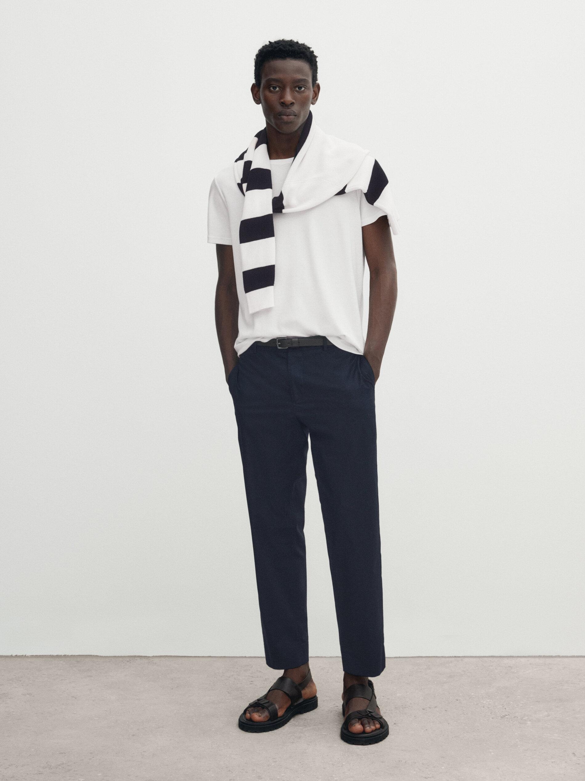 تيشرت قطني ممرسر بأكمام قصيرة