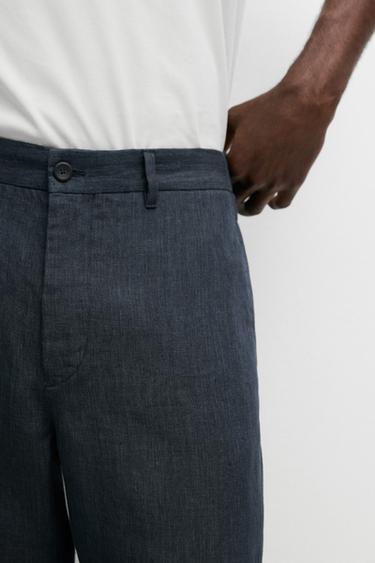 100% Linen Elastic-Waist Pants — NAVY BLUE 8