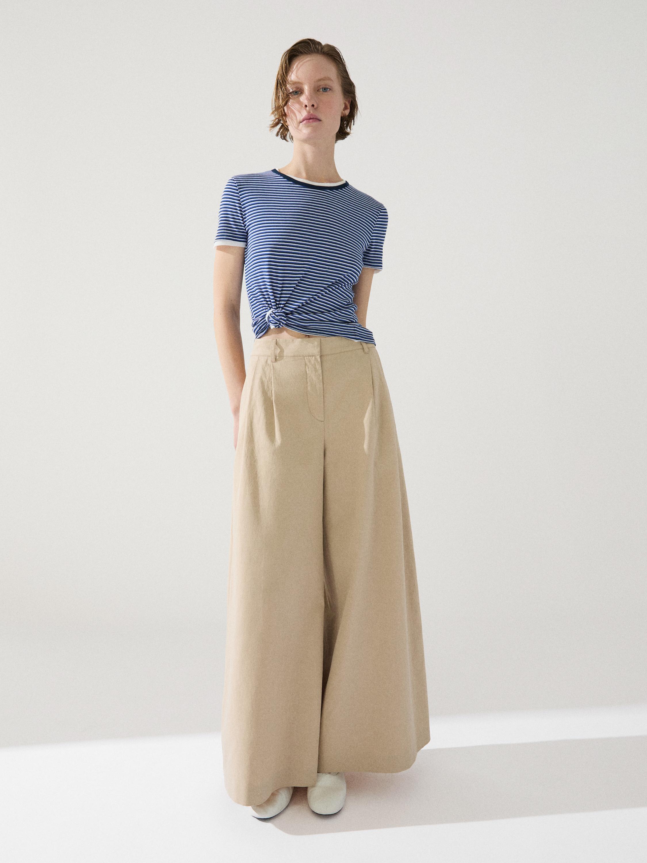 Flowy cropped pants — SAND