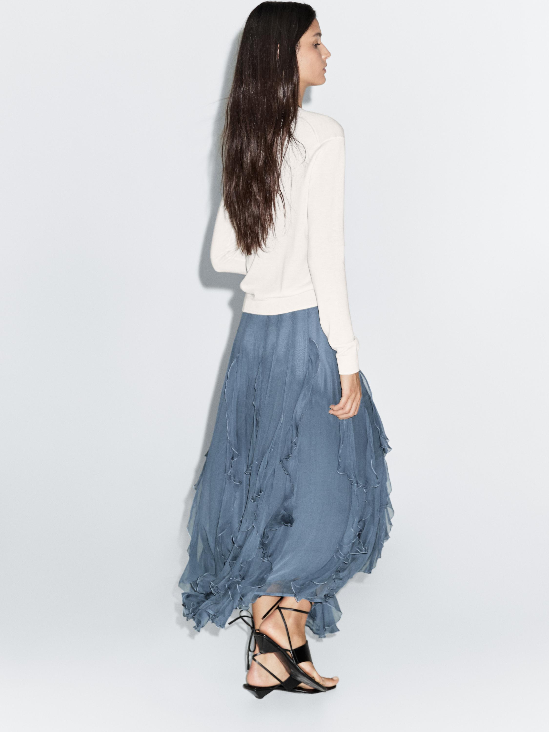 Midi skirt with ruffle detail