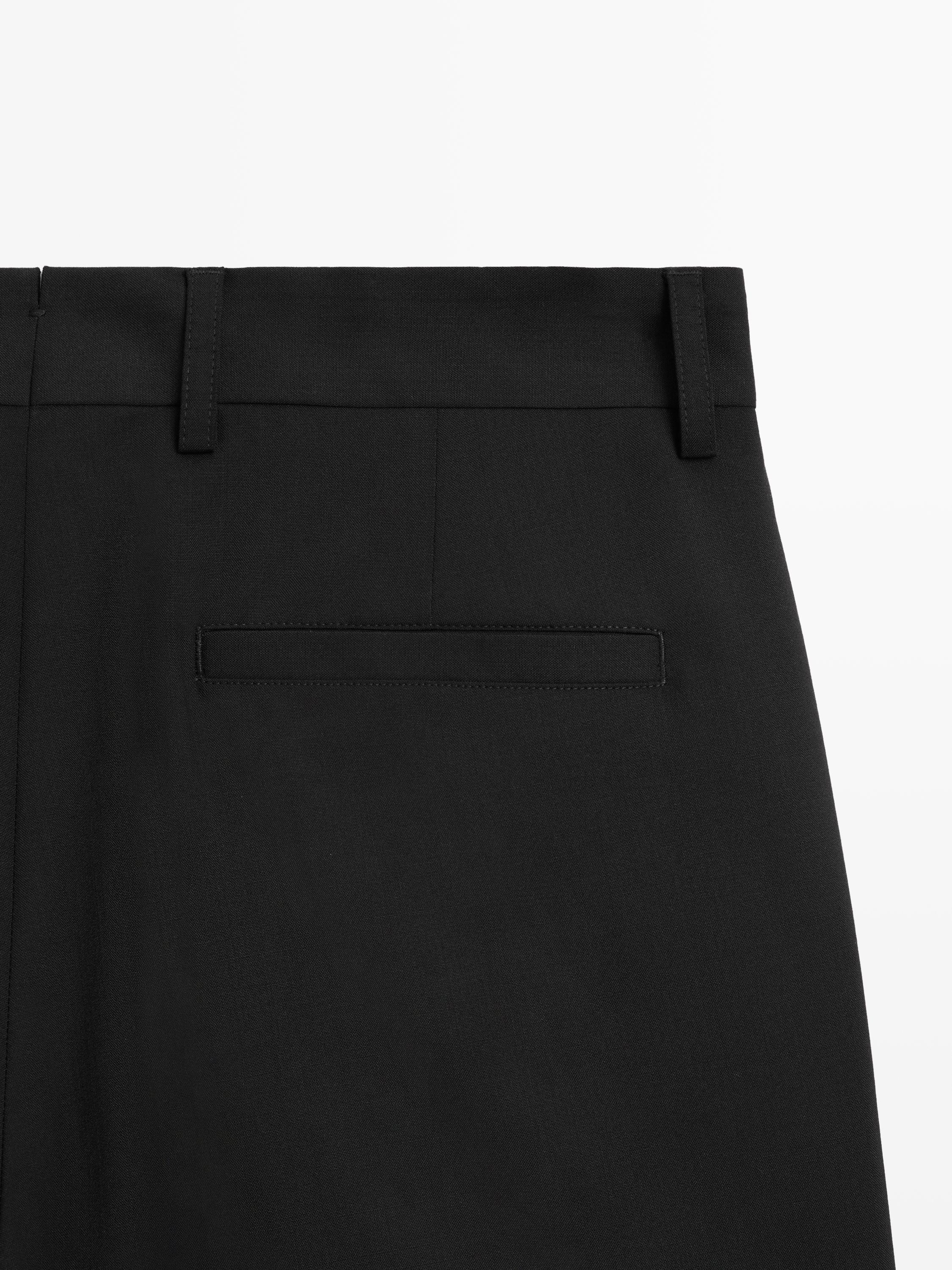 Wide-leg cool wool suit trousers — BLACK