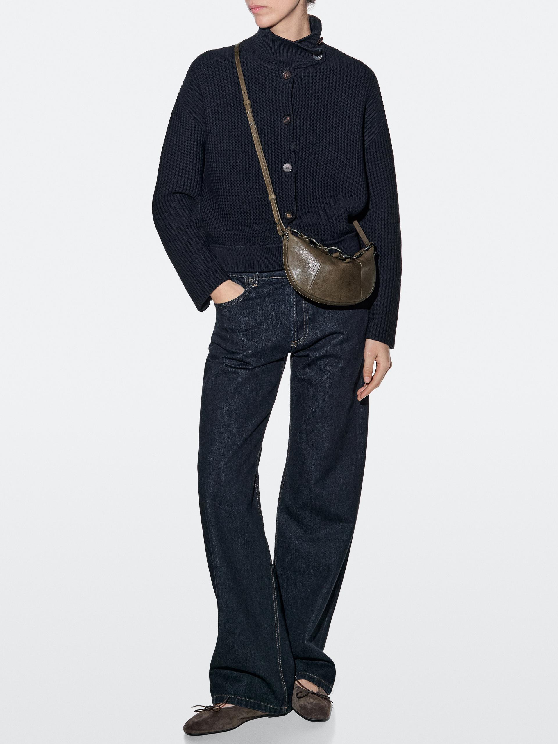 Bolso Mini Piel Napa - Kaki - 01 - Massimo Dutti - Mujer