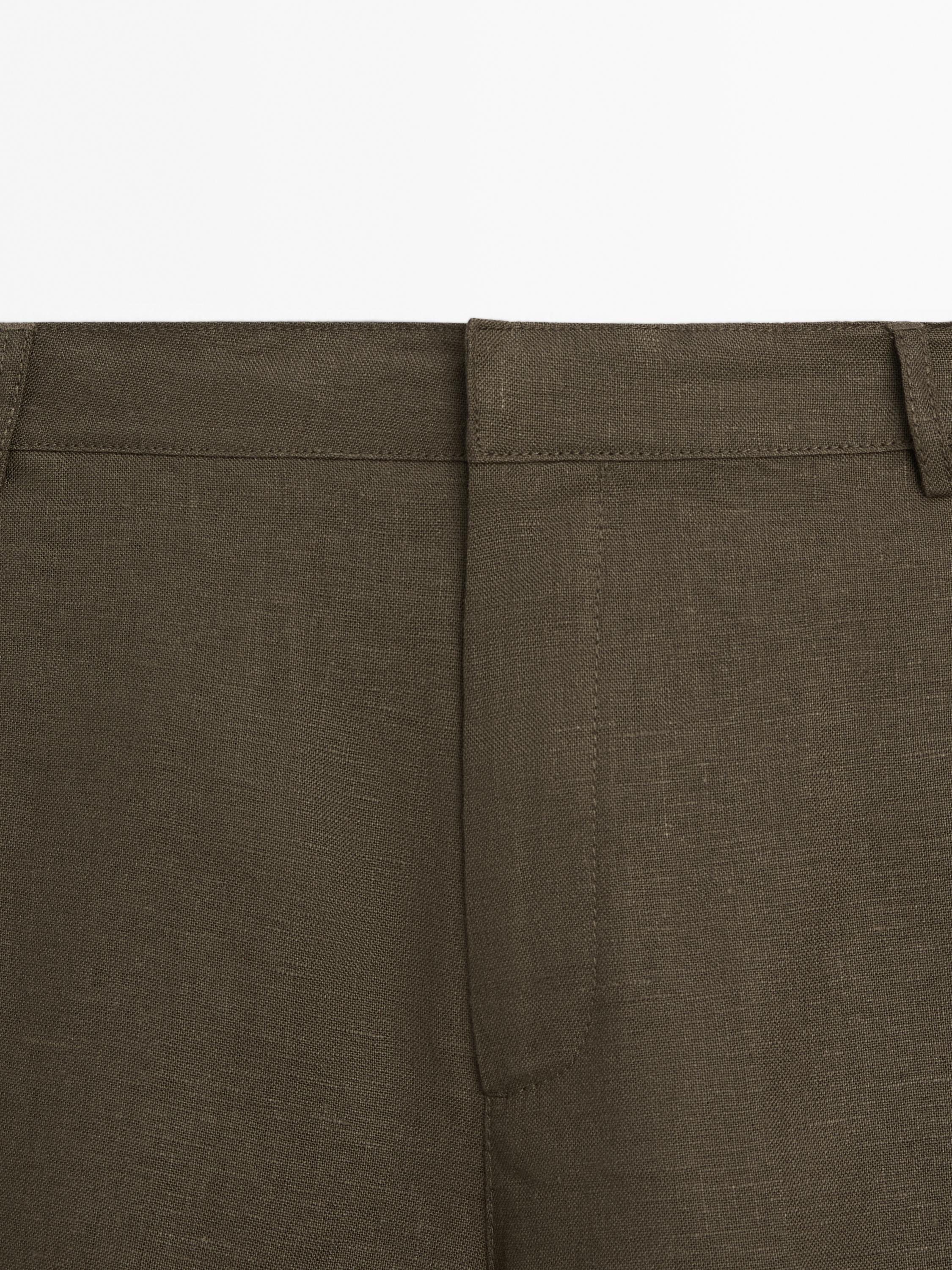 100% linen short Bermuda shorts