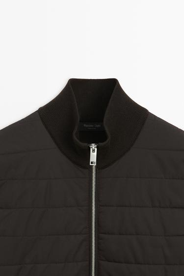 Blended fabric stand-collar cardigan — BROWN 9