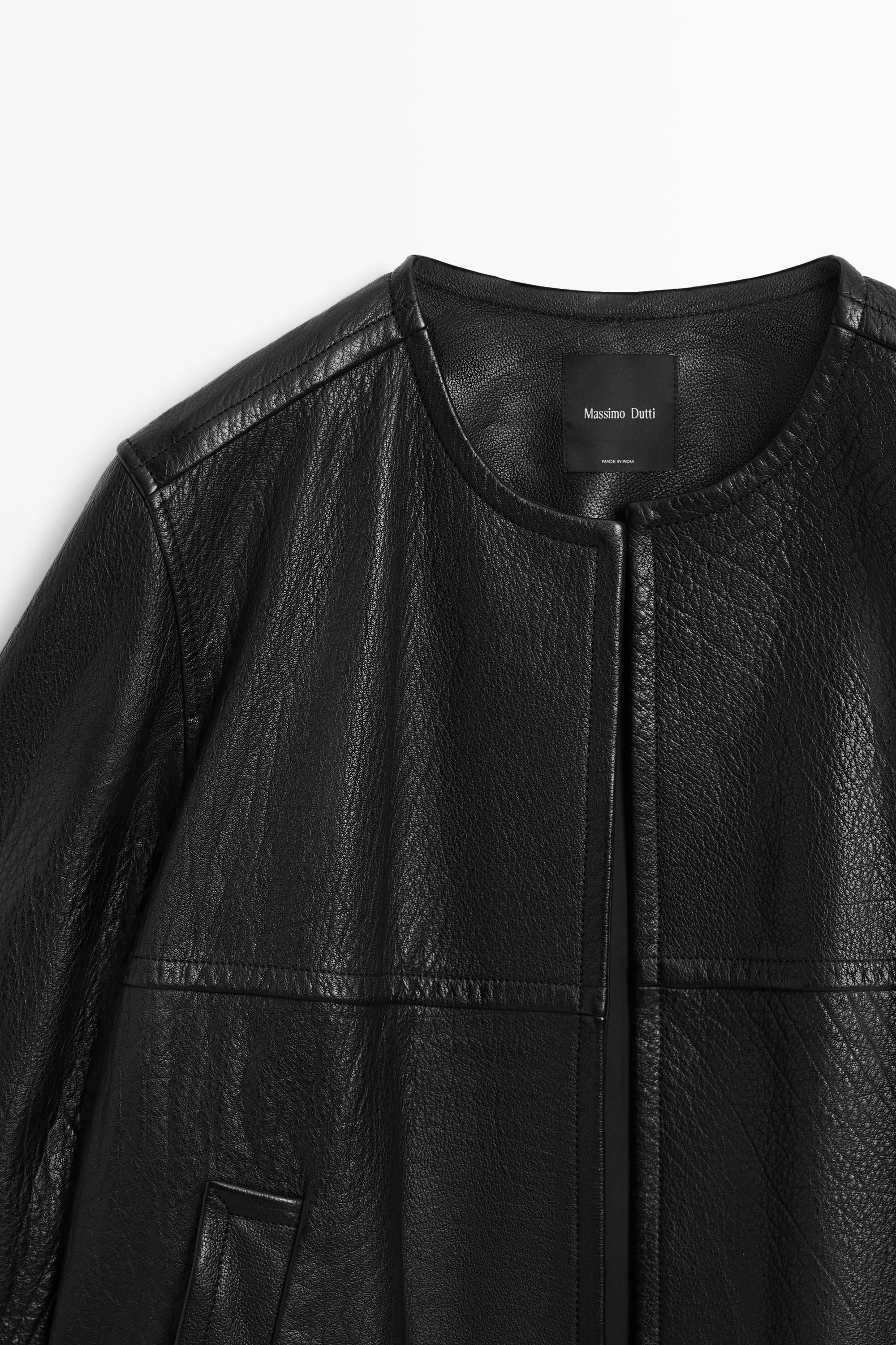 Cropped nappa leather jacket — BLACK