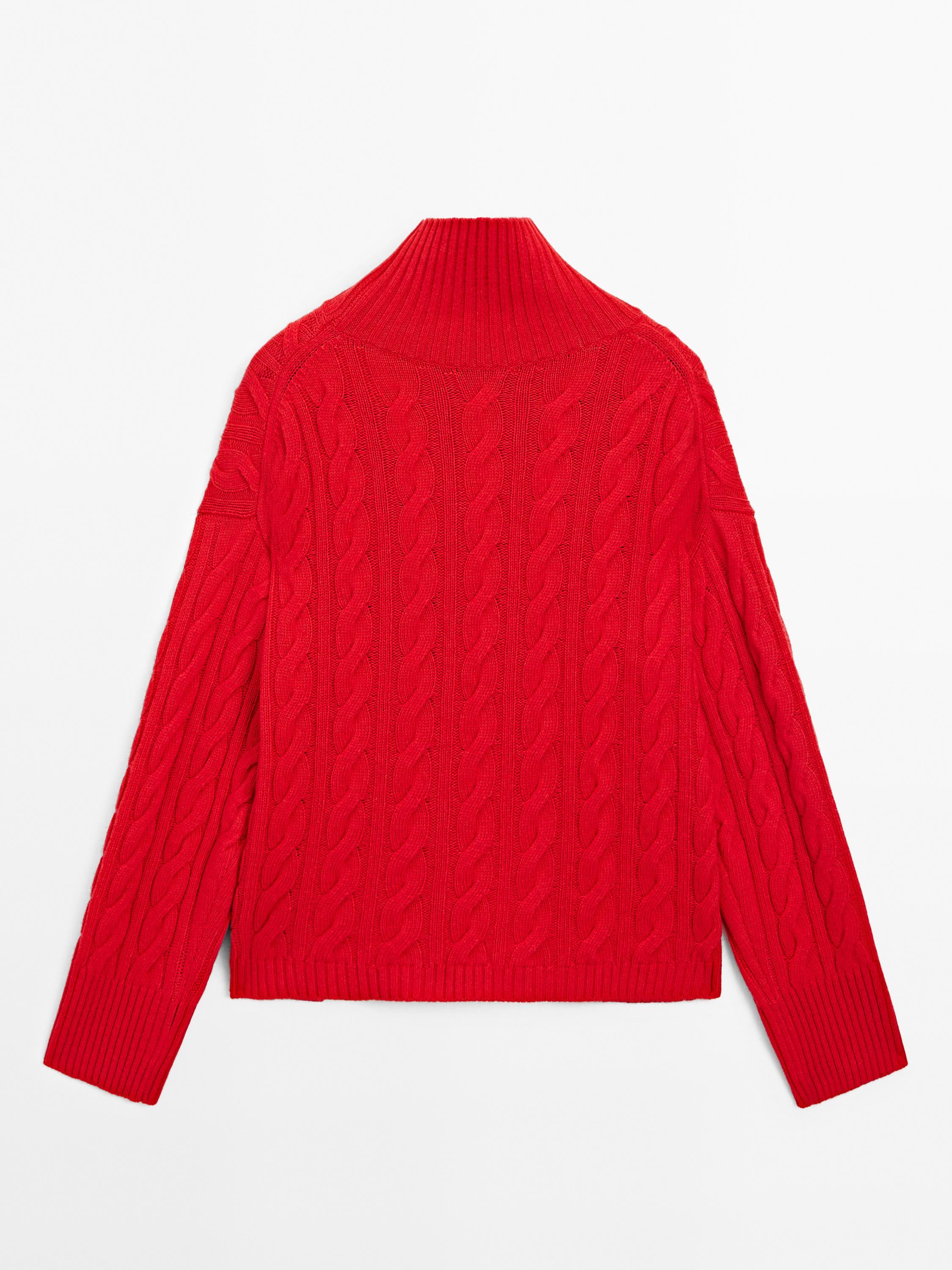 Wool blend cable-knit sweater