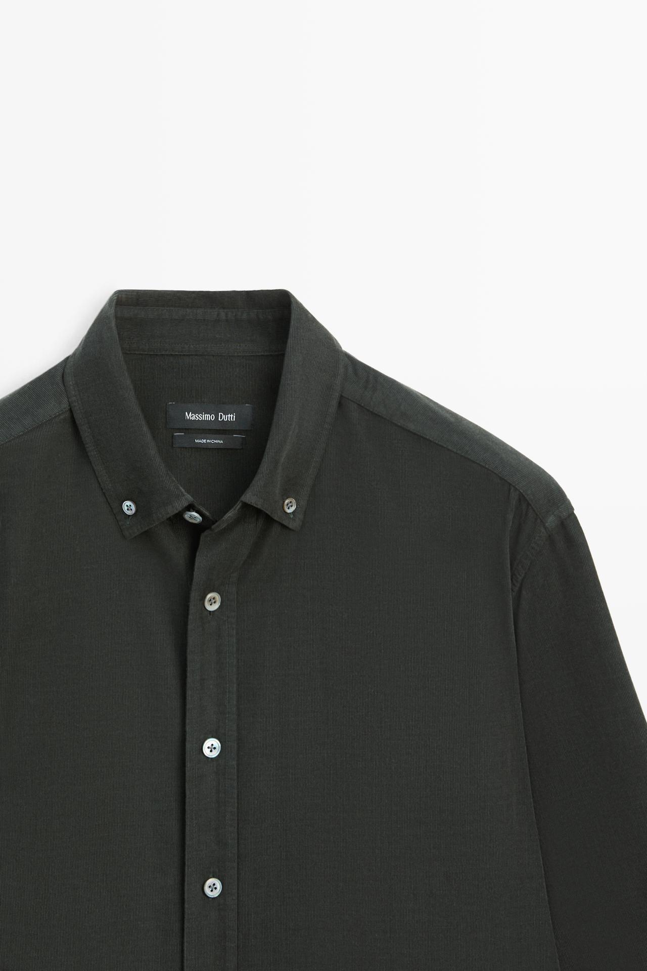 Regular fit needlecord shirt — PETROL BLUE