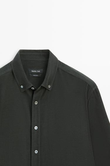 Regular fit needlecord shirt — PETROL BLUE 4