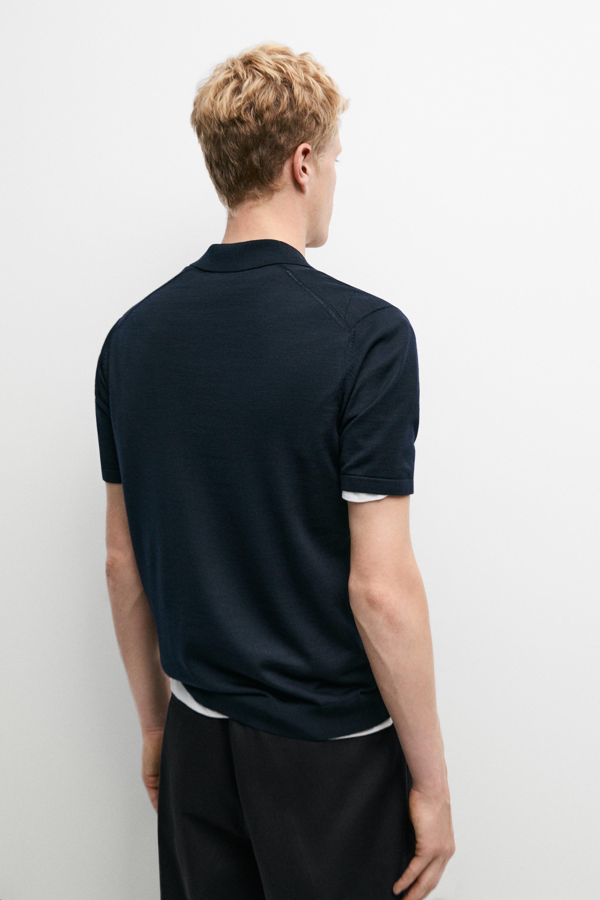 Argyle knit polo sweater — NAVY BLUE