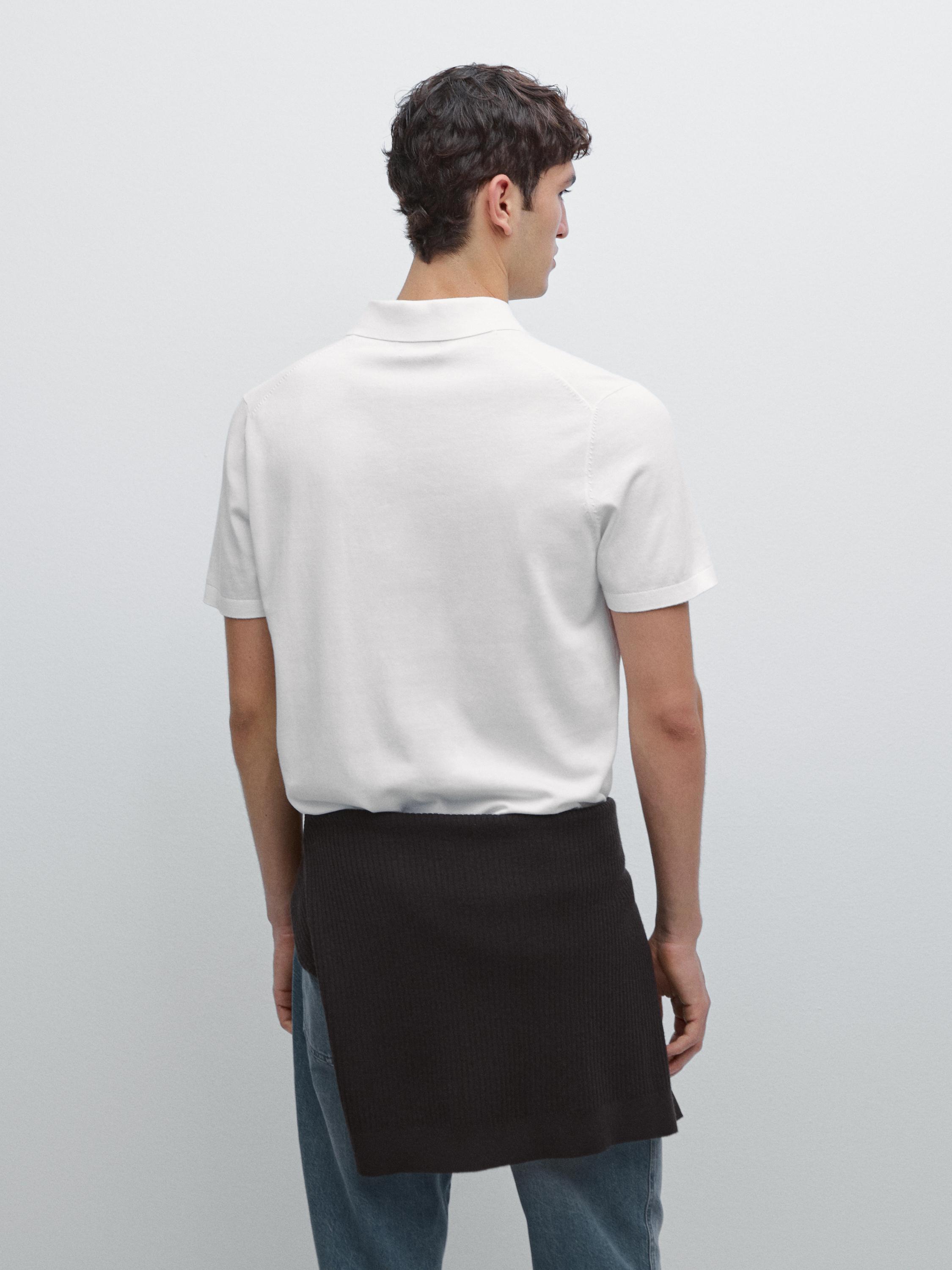 Short sleeve cotton knit polo shirt