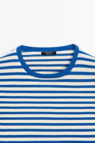 100% cotton striped knit sweater — DEEP BLUE 8