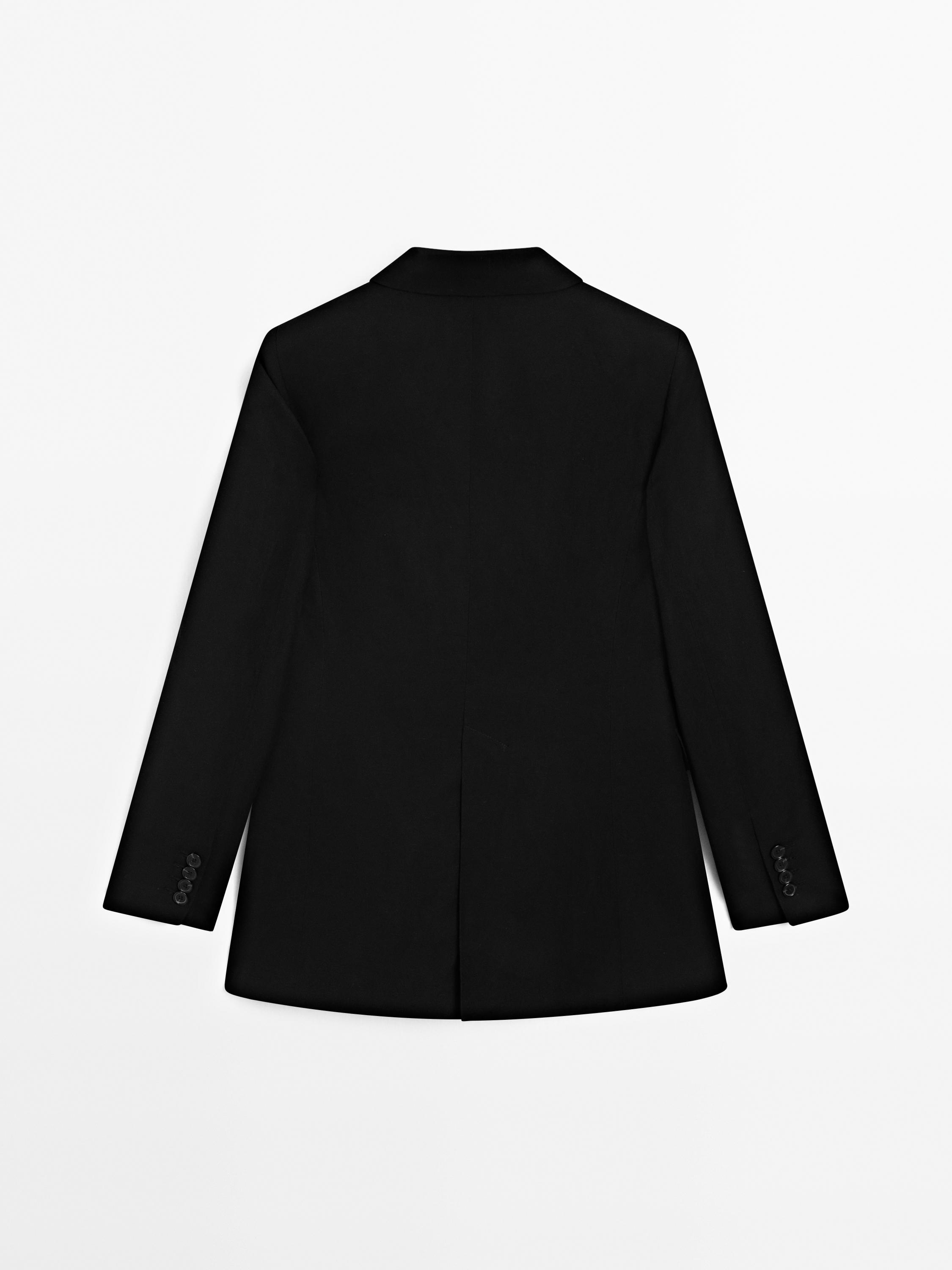 Double-breasted linen blend blazer