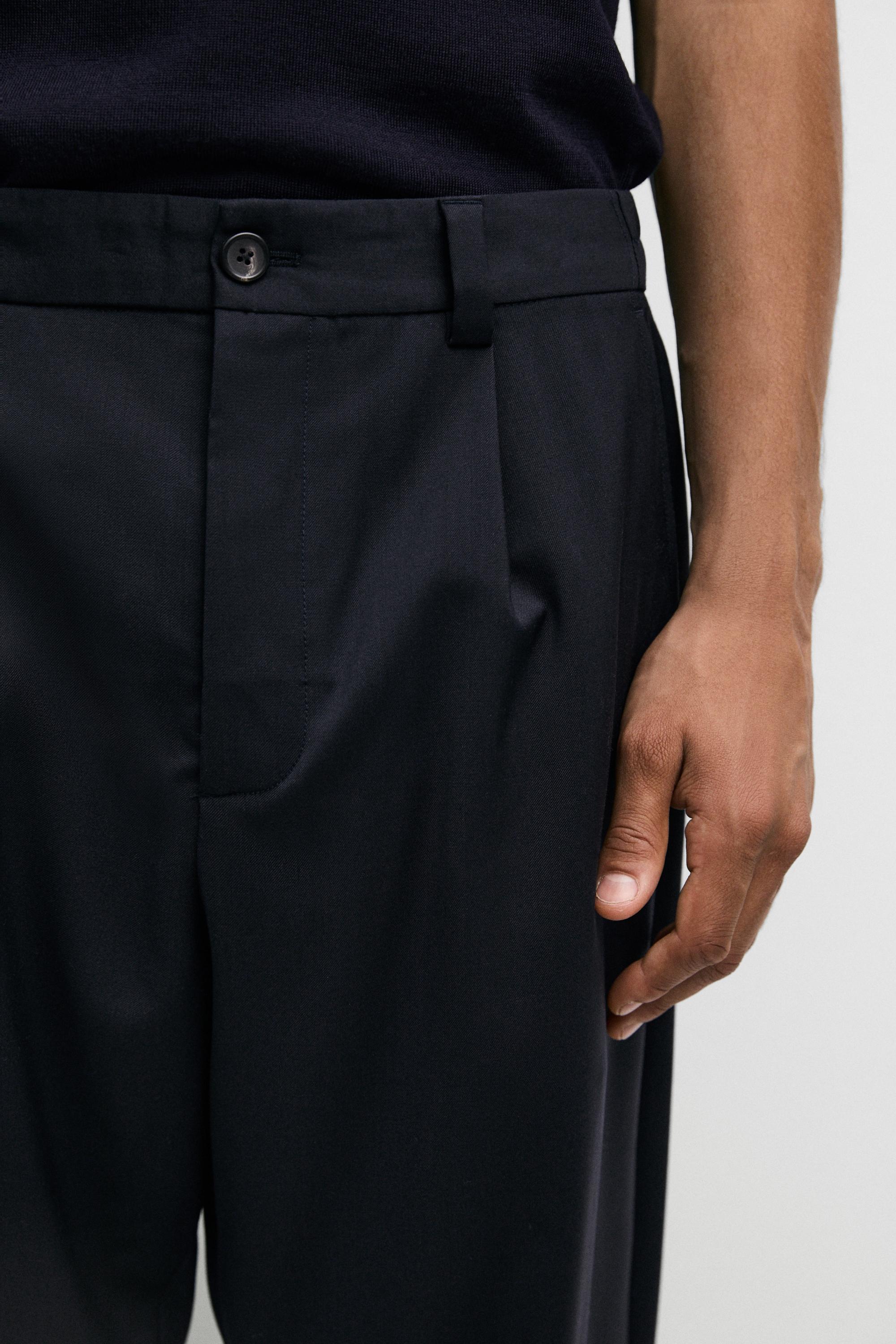 100% wool straight-leg pants — NAVY BLUE