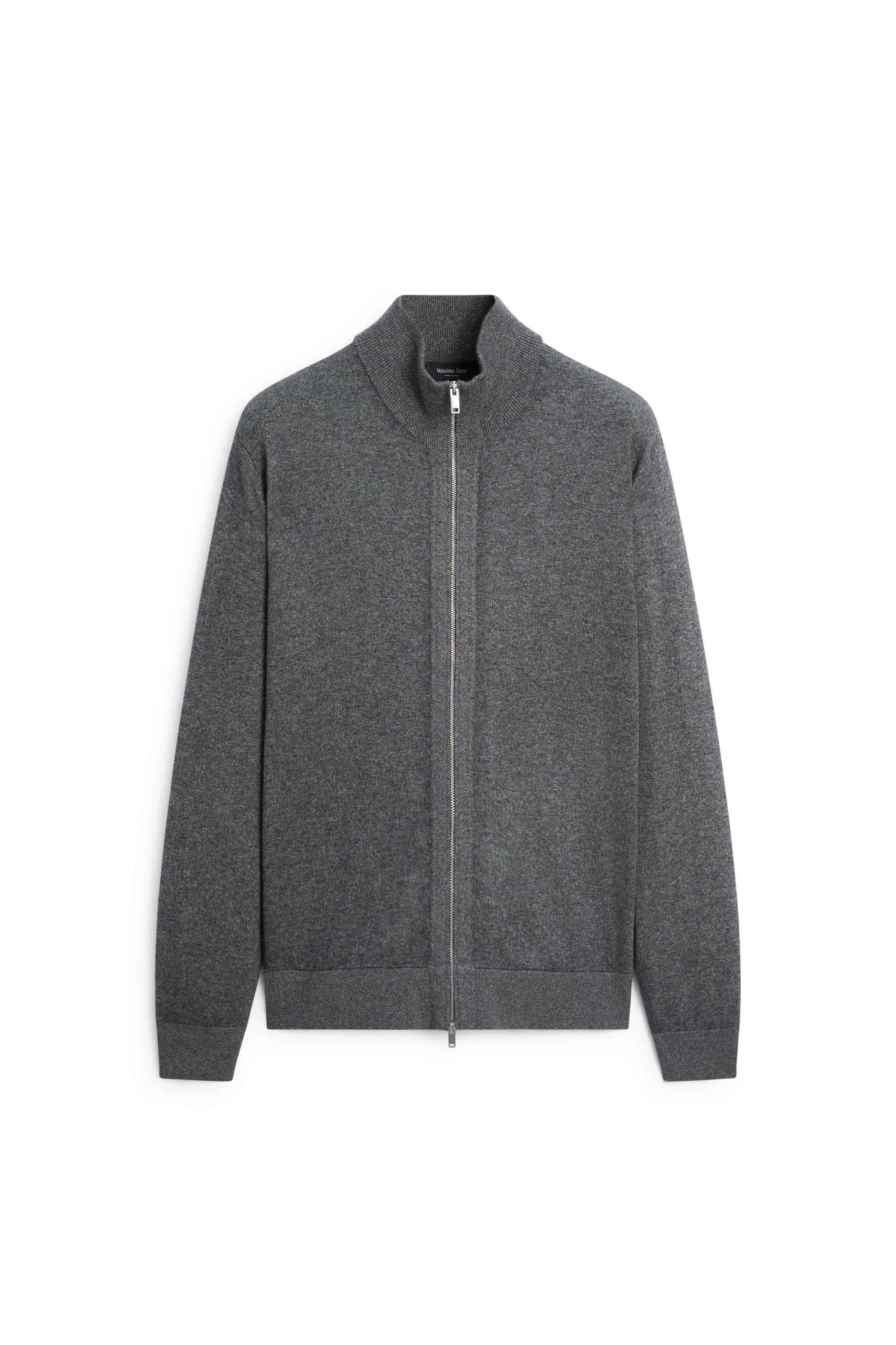 Wool blend cardigan with zip detail — Medium Grey