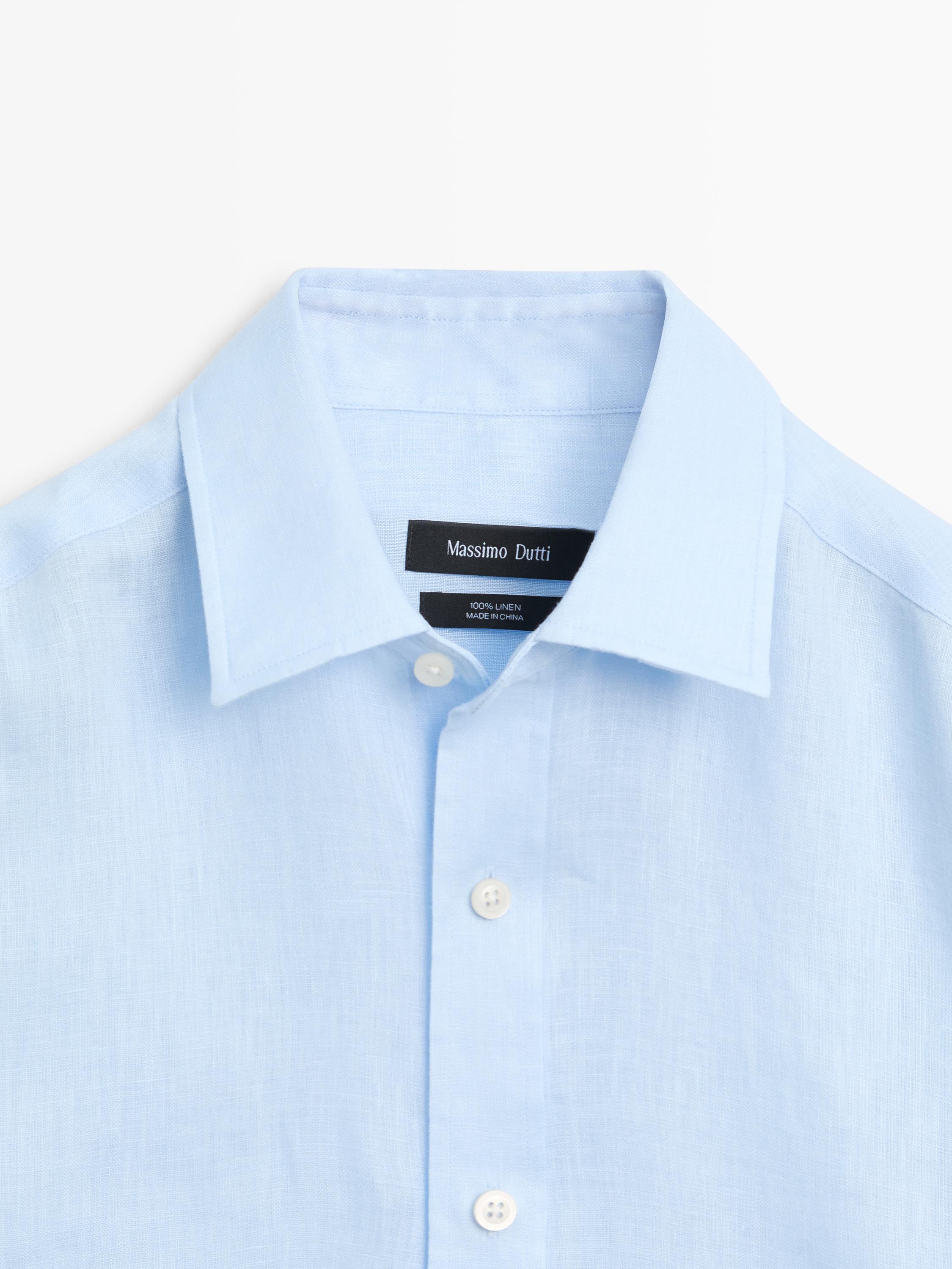 100% linen slim fit shirt — Sky blue