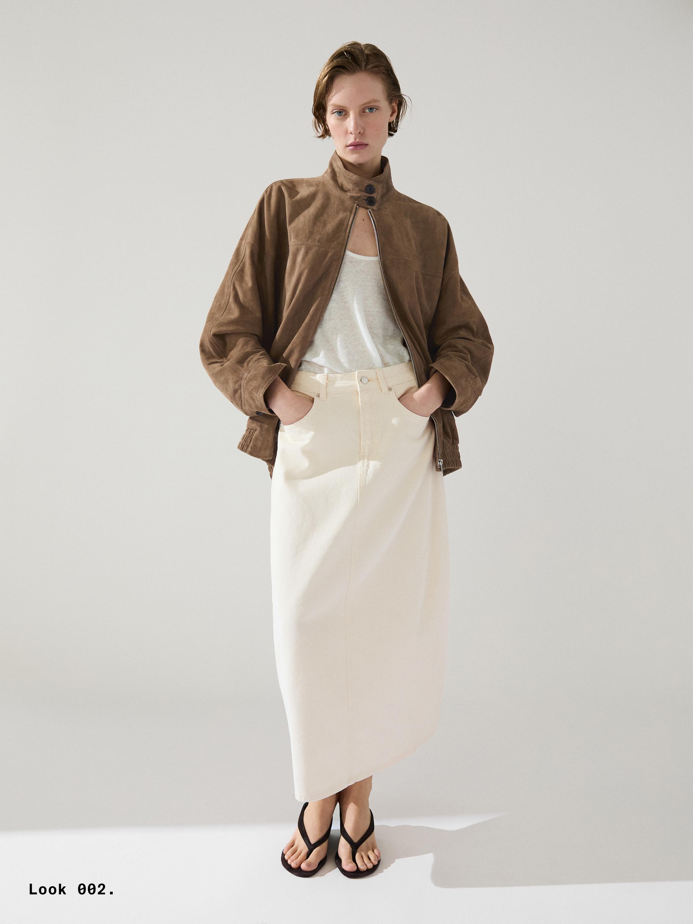 Barrel fit denim midi skirt — CREAM