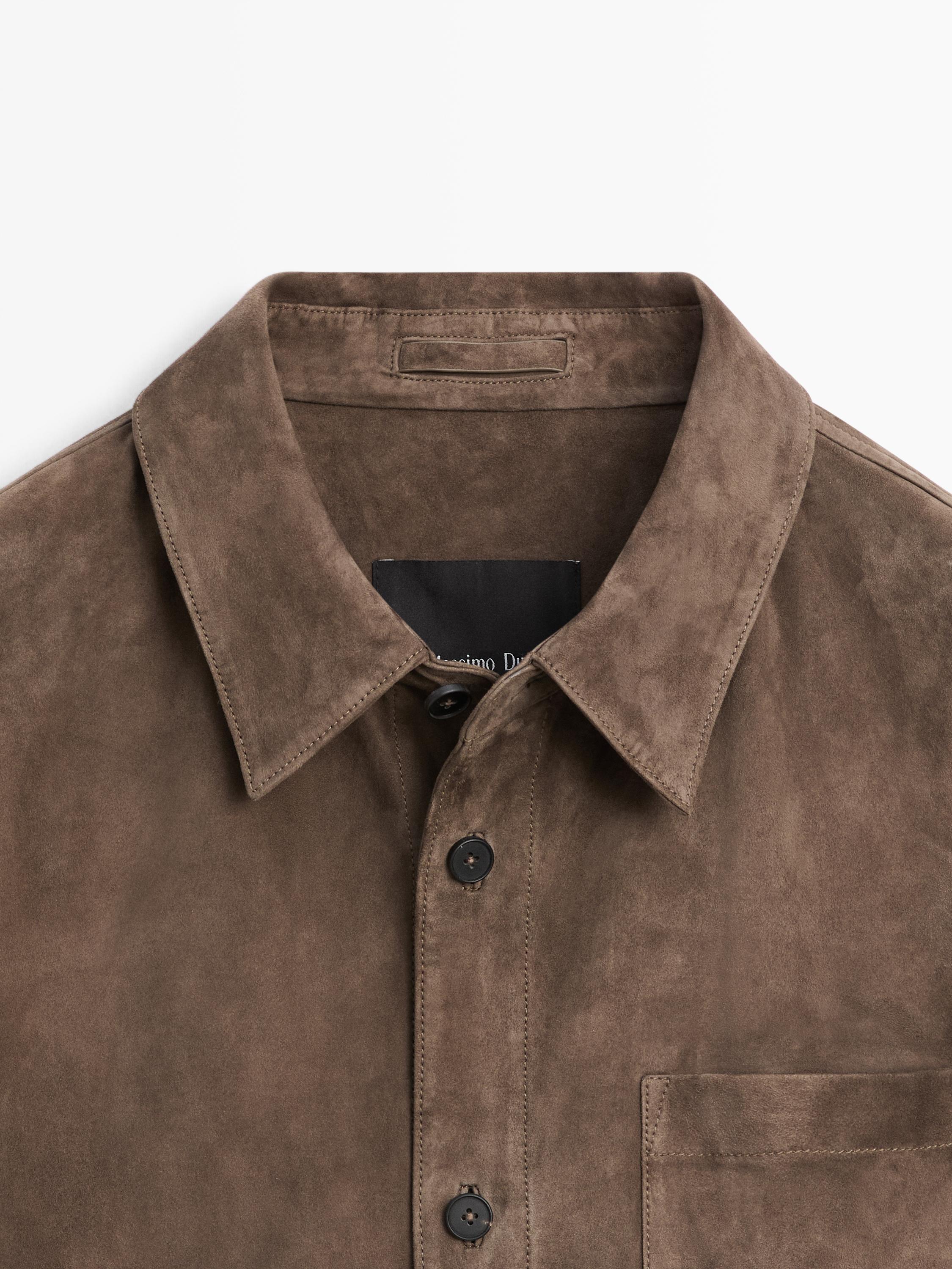 Suede leather overshirt — DARK GREY