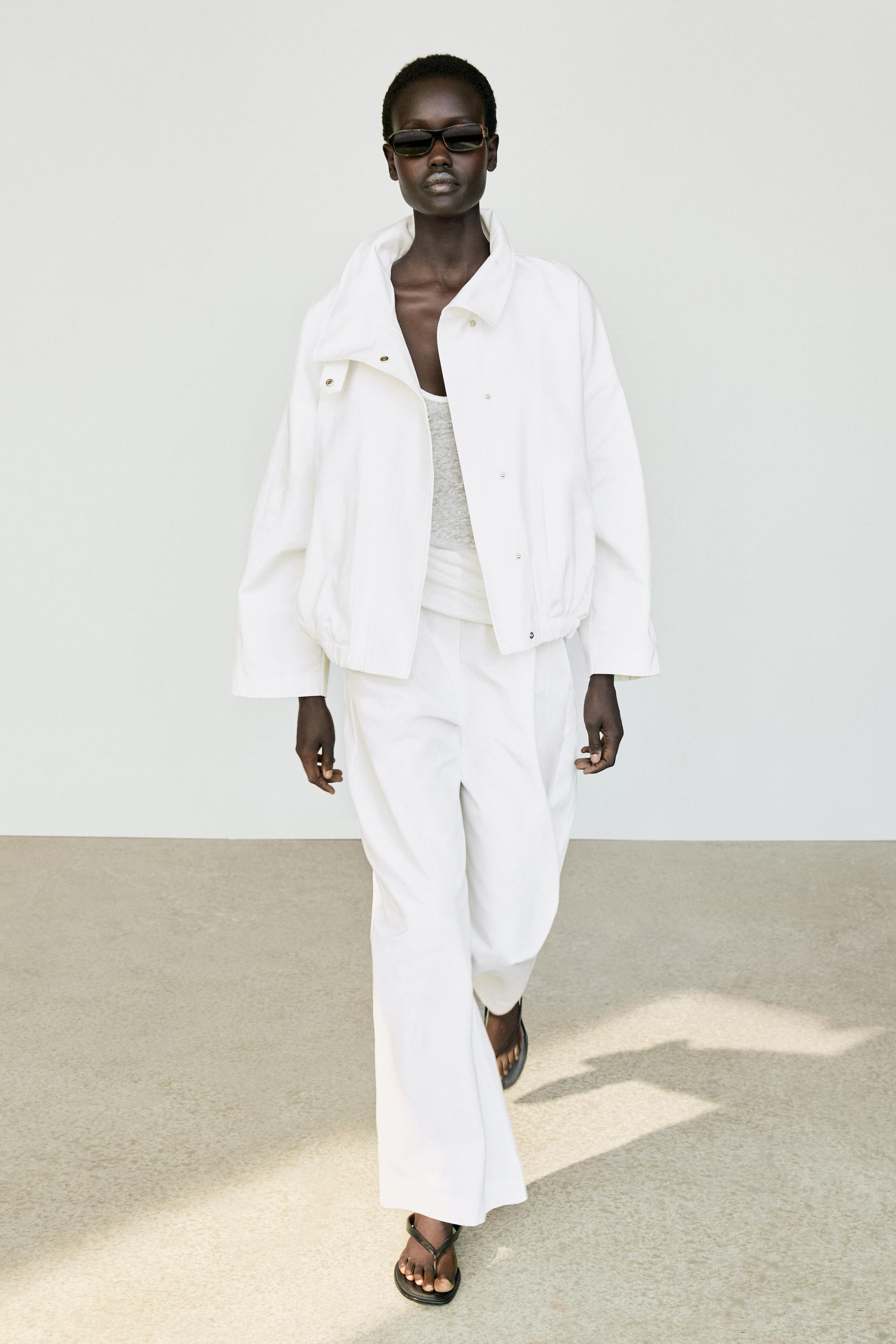 100% Cotton Bomber Jacket — WHITE