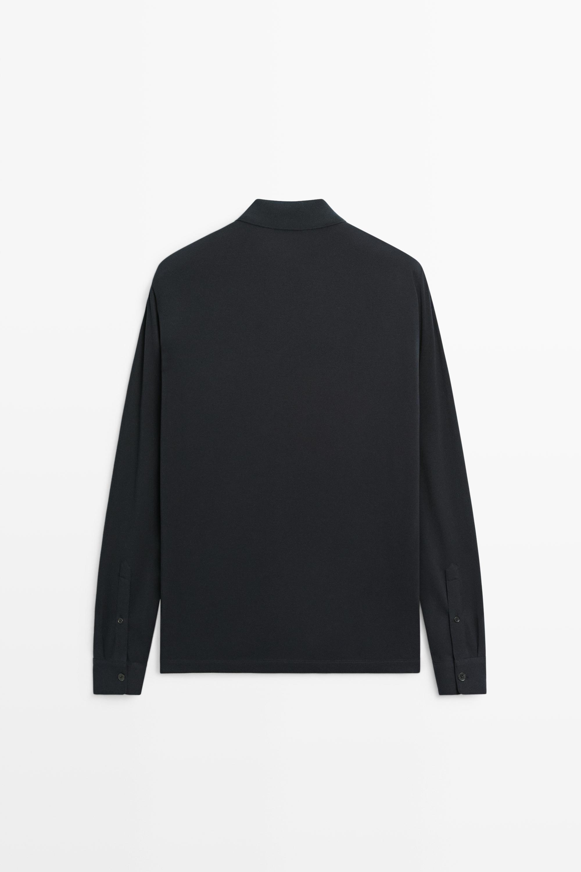 100% cotton micro-textured knit polo shirt