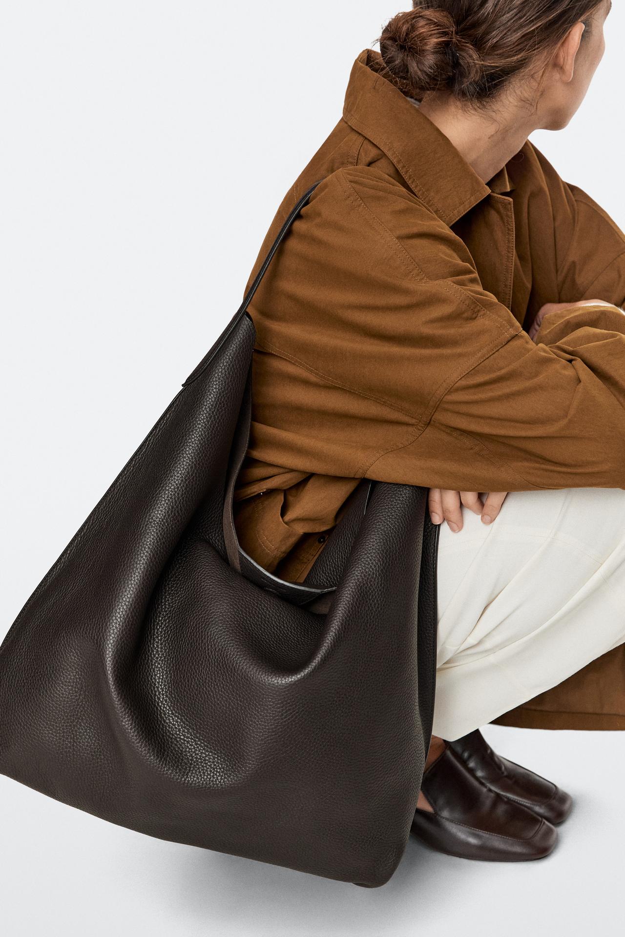 Nappa leather shoulder bag — BROWN