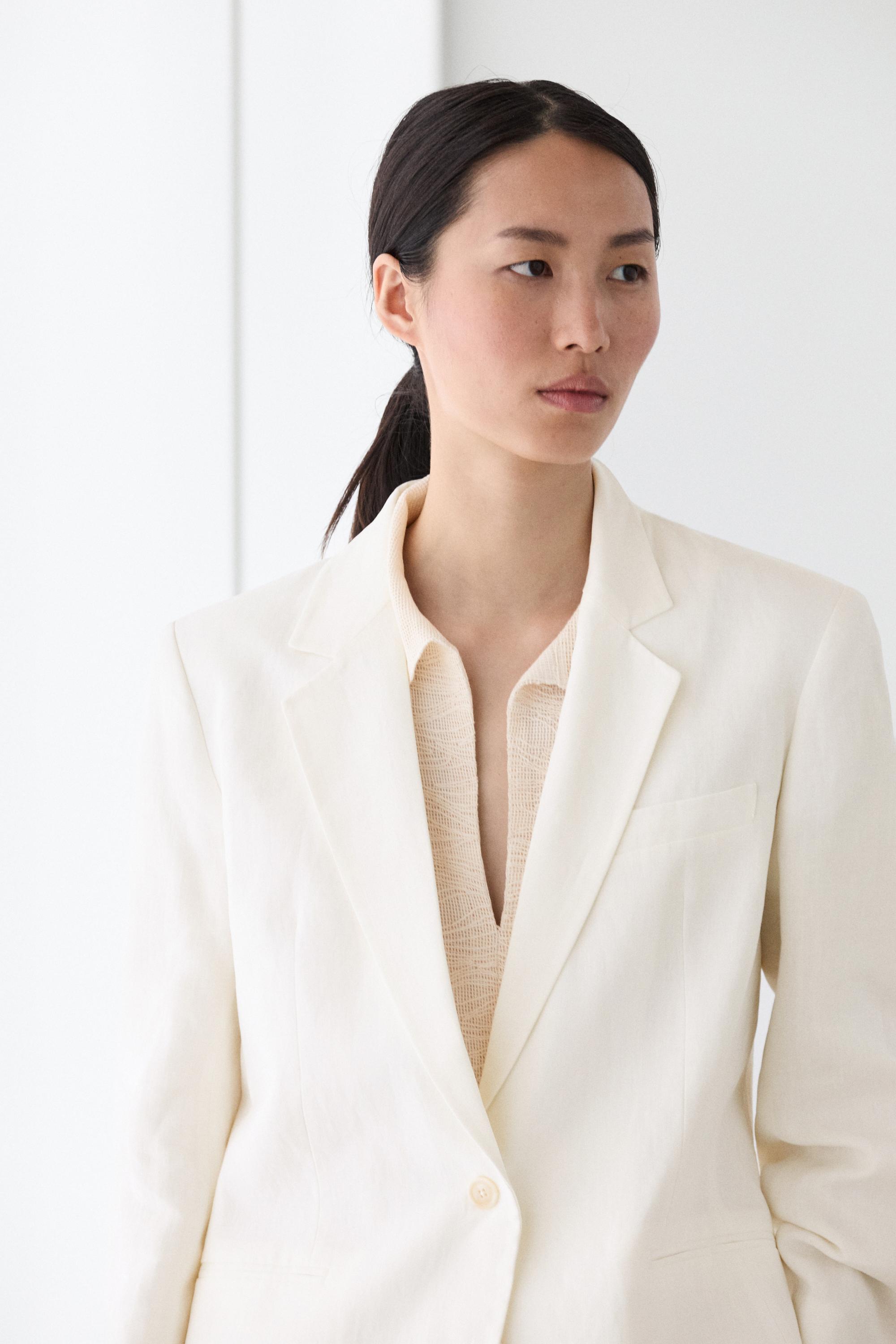 100% linen oversize blazer — Off white
