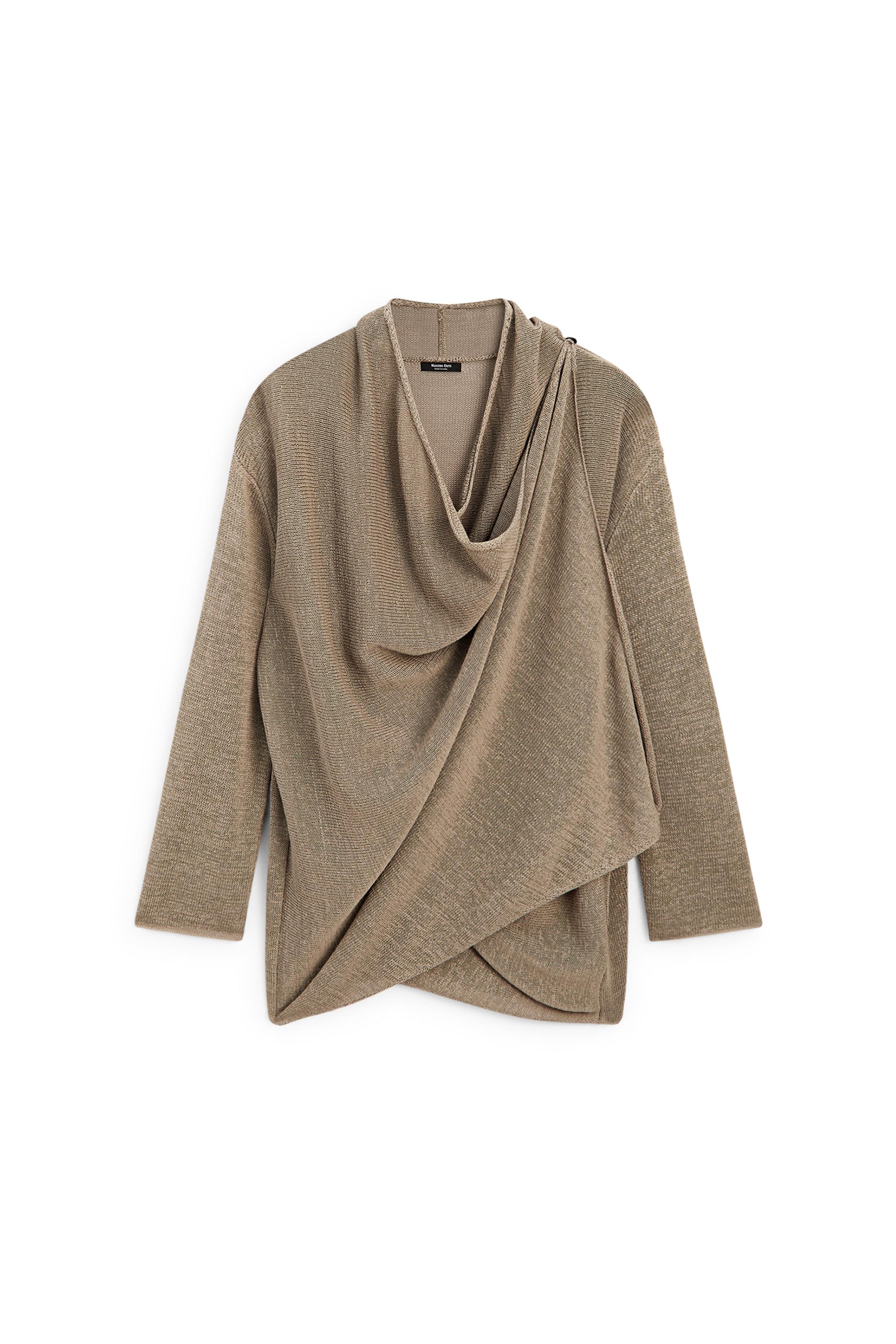 Total look draped knit cape cardigan — SAND