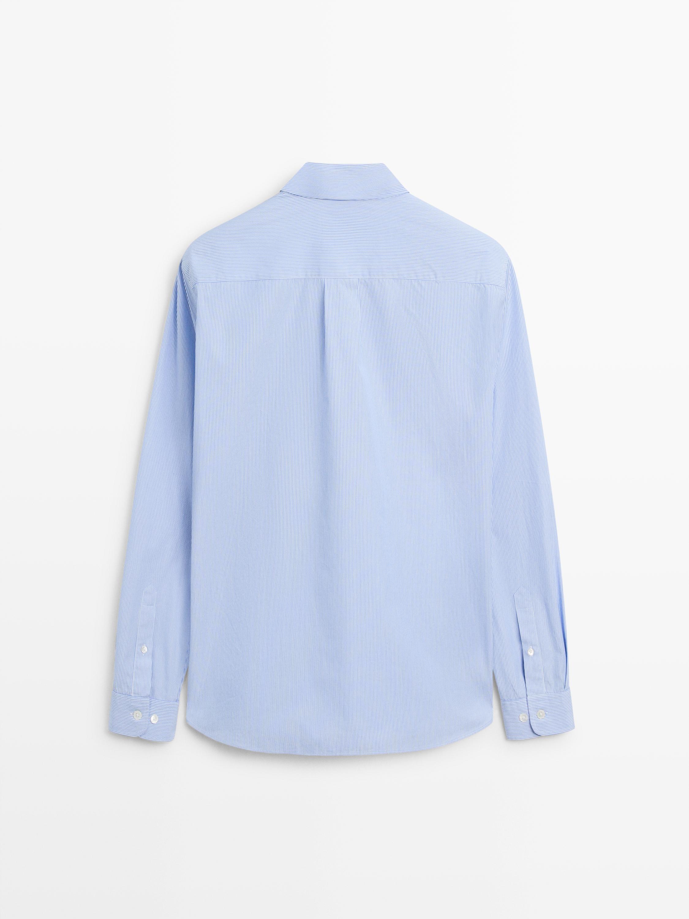 Regular fit striped shirt with button-down collar