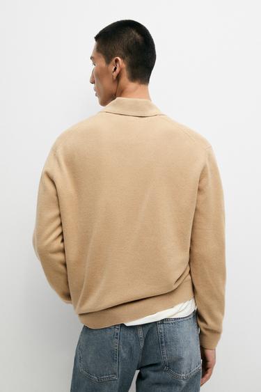 100% wool knit polo sweater — MEDIUM CAMEL 5